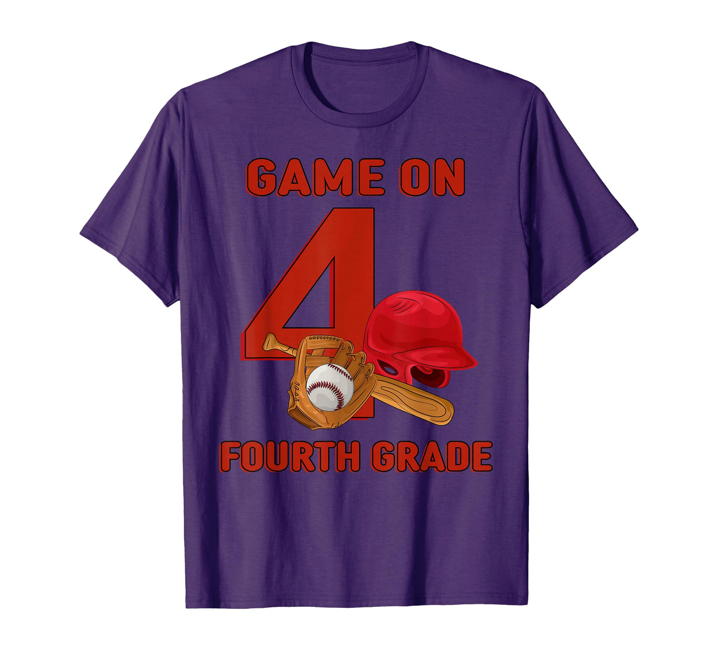 Game On 4th Grade Baseball Kids Boys Back To School Baseball T-Shirt