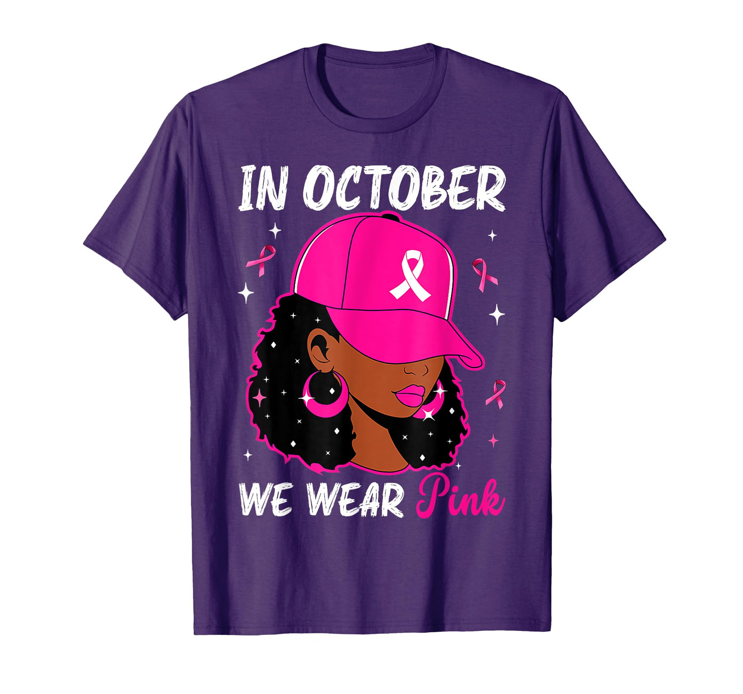 In October We Wear Pink Black Women Breast Cancer Awareness T-Shirt
