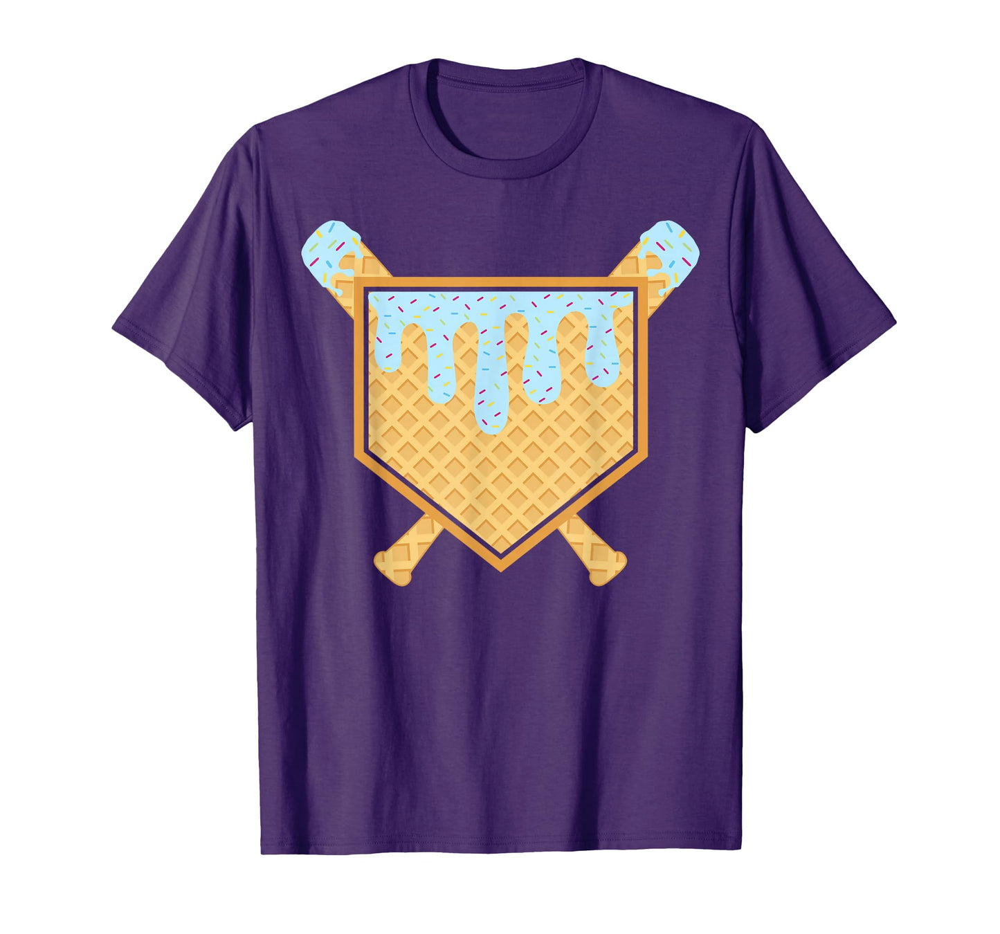 Baseball Drip Boys Ice Cream Waffle Cone Baseball Bat Sports T-Shirt
