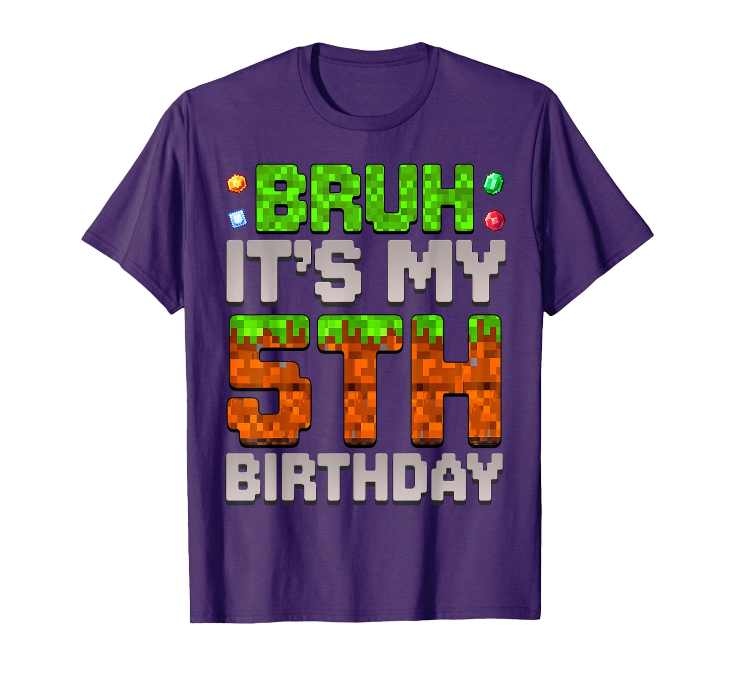 Funny Birthday Boy Bruh It's My 5th Birthday Gamer Pixel T-Shirt