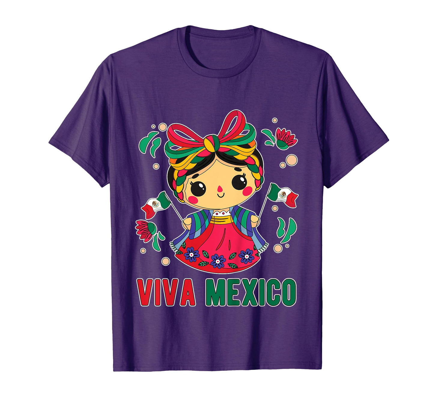 Viva Mexico Toddler Girls Flores Mexican Independence Day T-Shirt