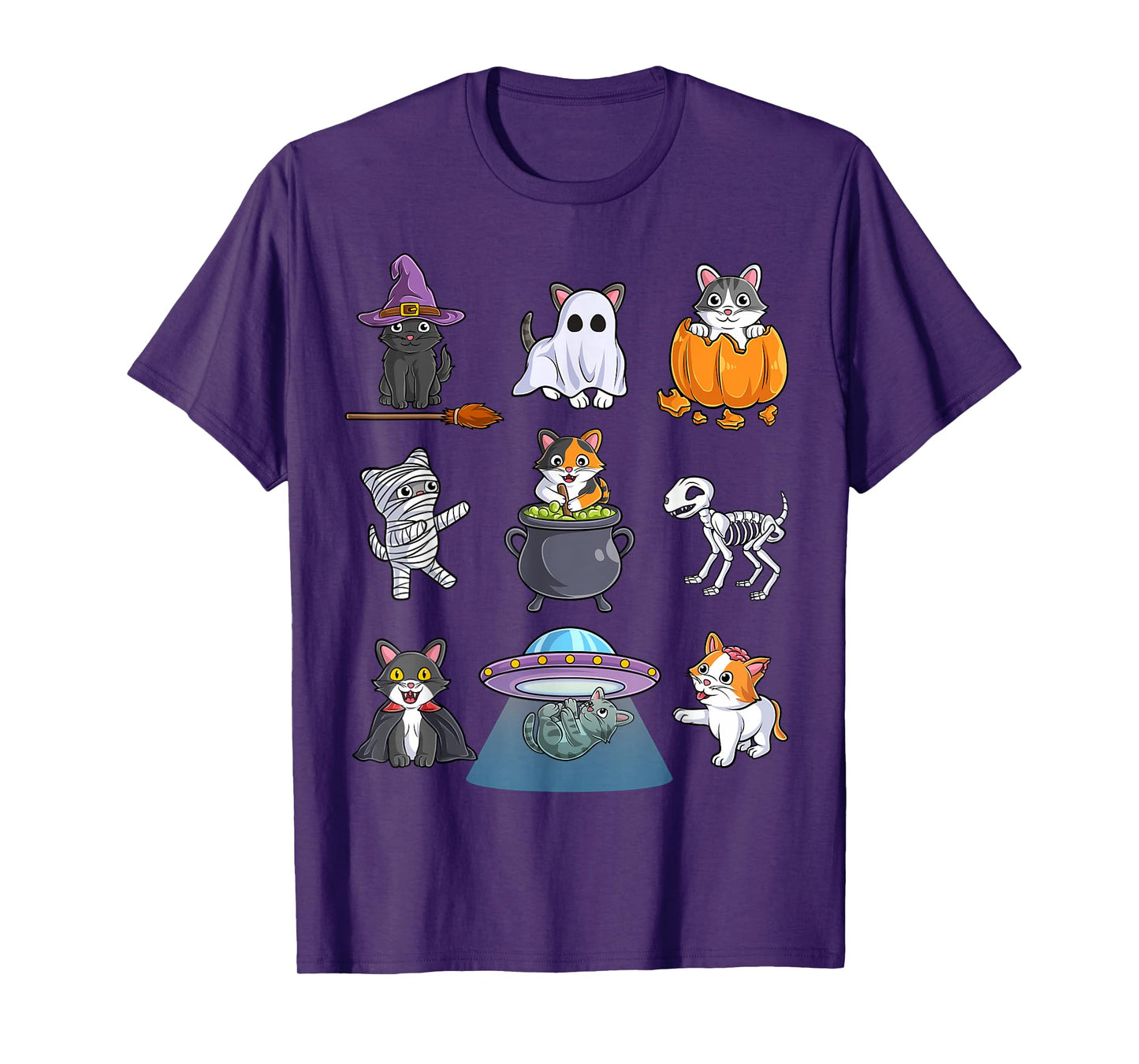 Cats Halloween Spooky Holiday Cat Lover Men Women Kids T-Shirt