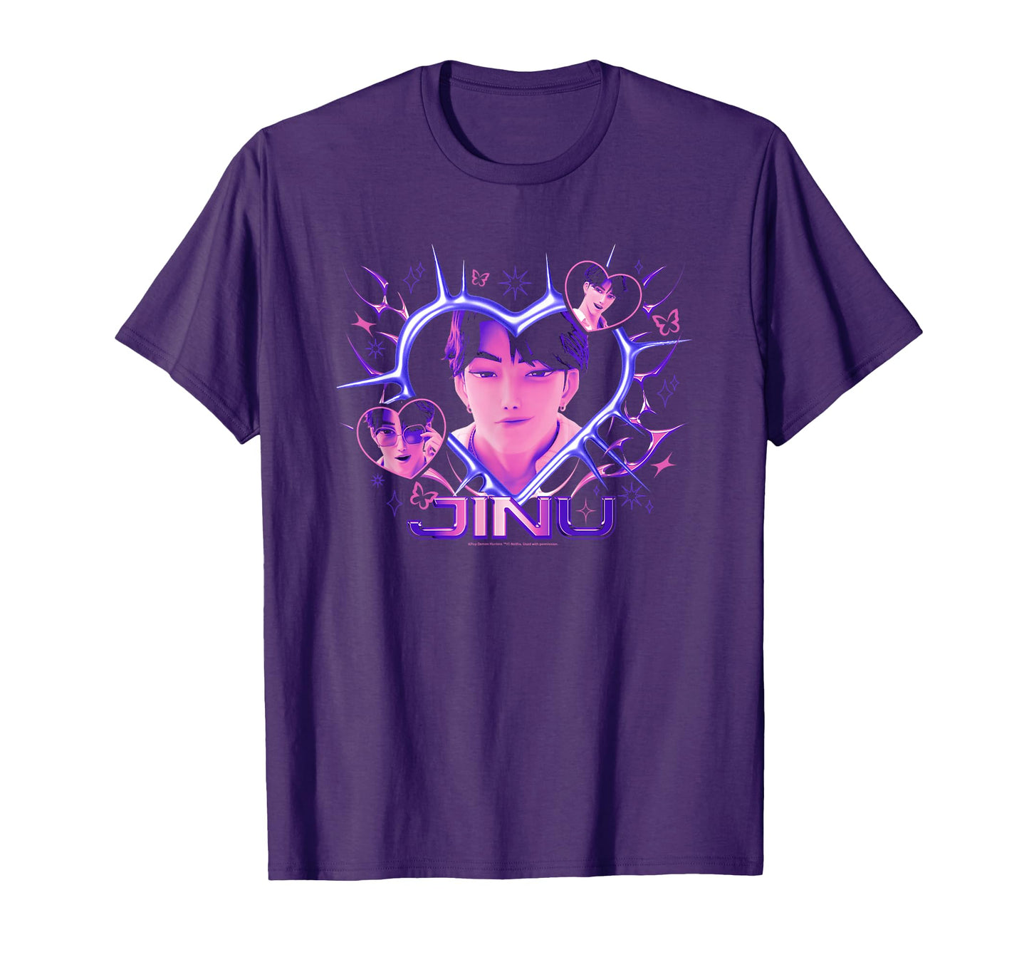 Kpop Demon Hunters Halloween Jinu Y2k Heart Shape Portrait T-Shirt