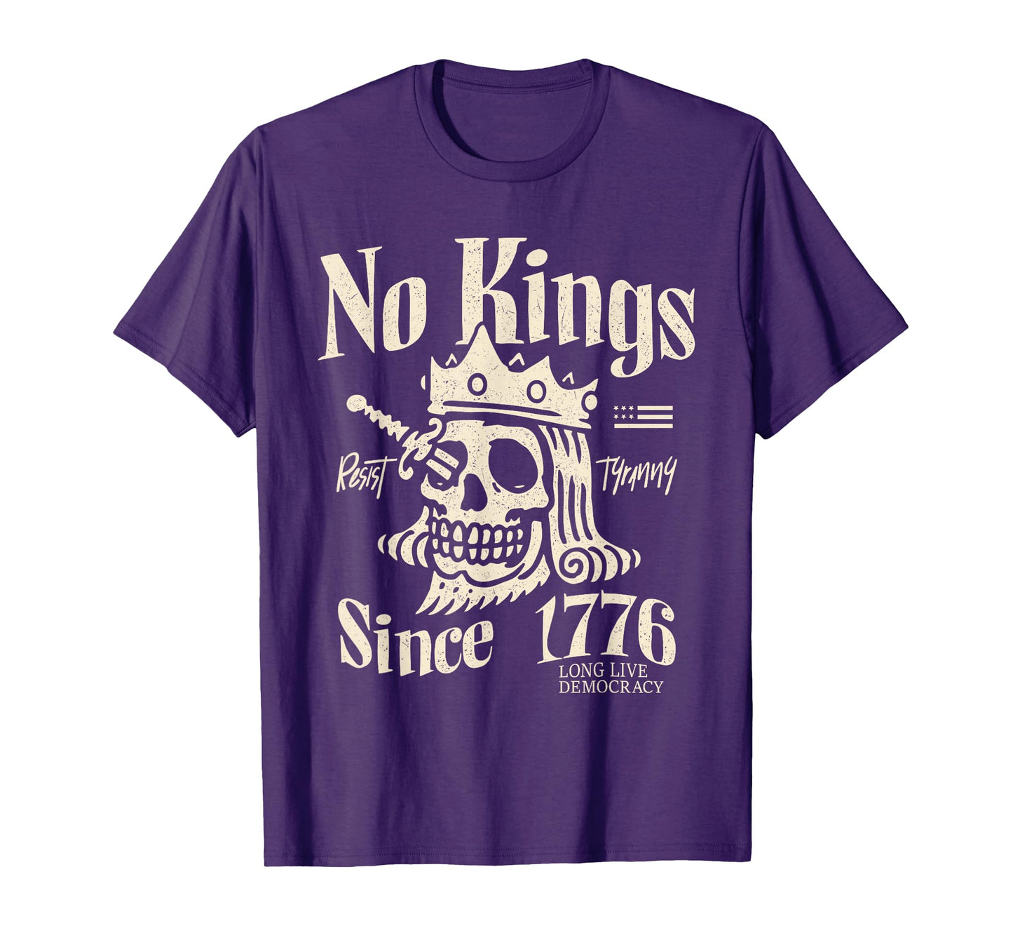 No Kings in America Since 1776 Patriotic 4th of July Skull T-Shirt