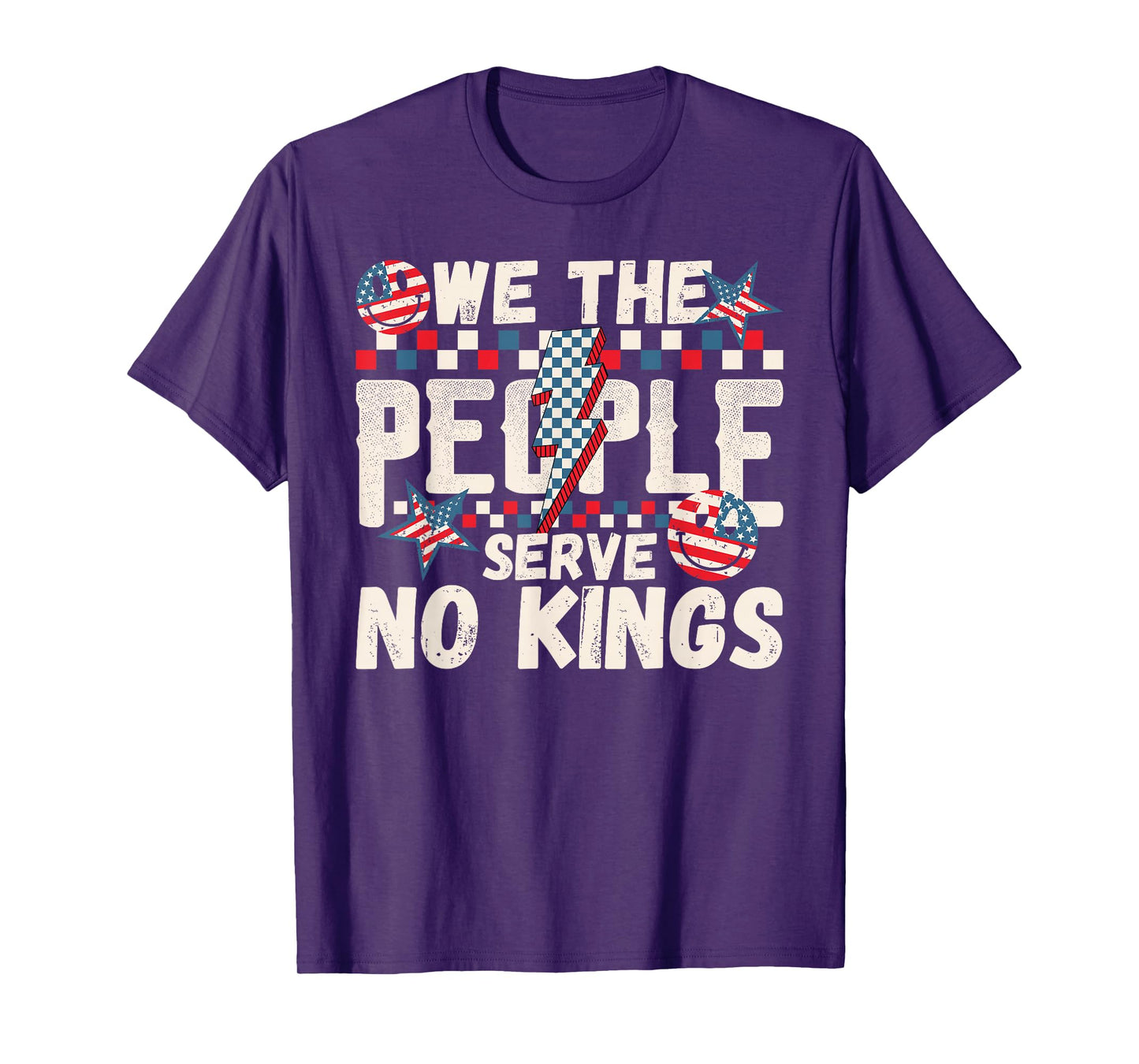 We The People Serve No Kings Checkered Bolt American T-Shirt