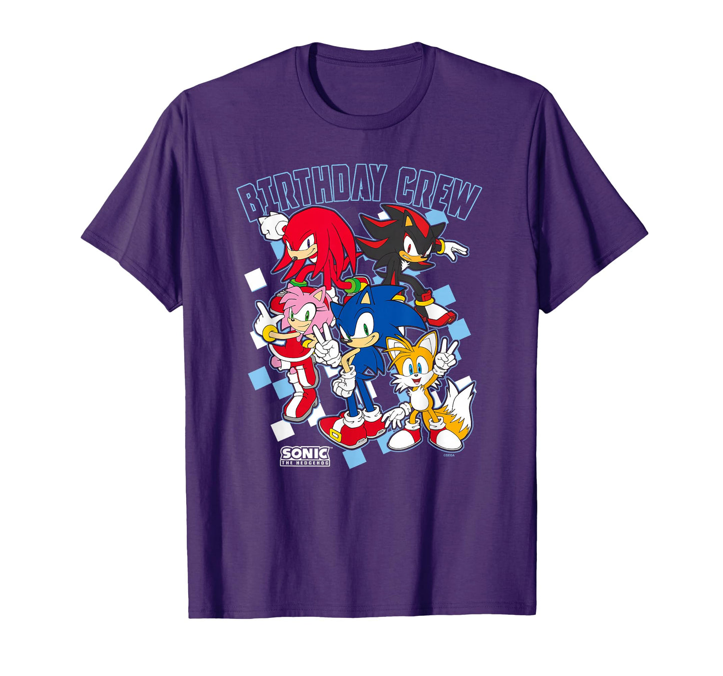 Sonic The Hedgehog Birthday Cre Group Shot Big Chest Logo T-Shirt