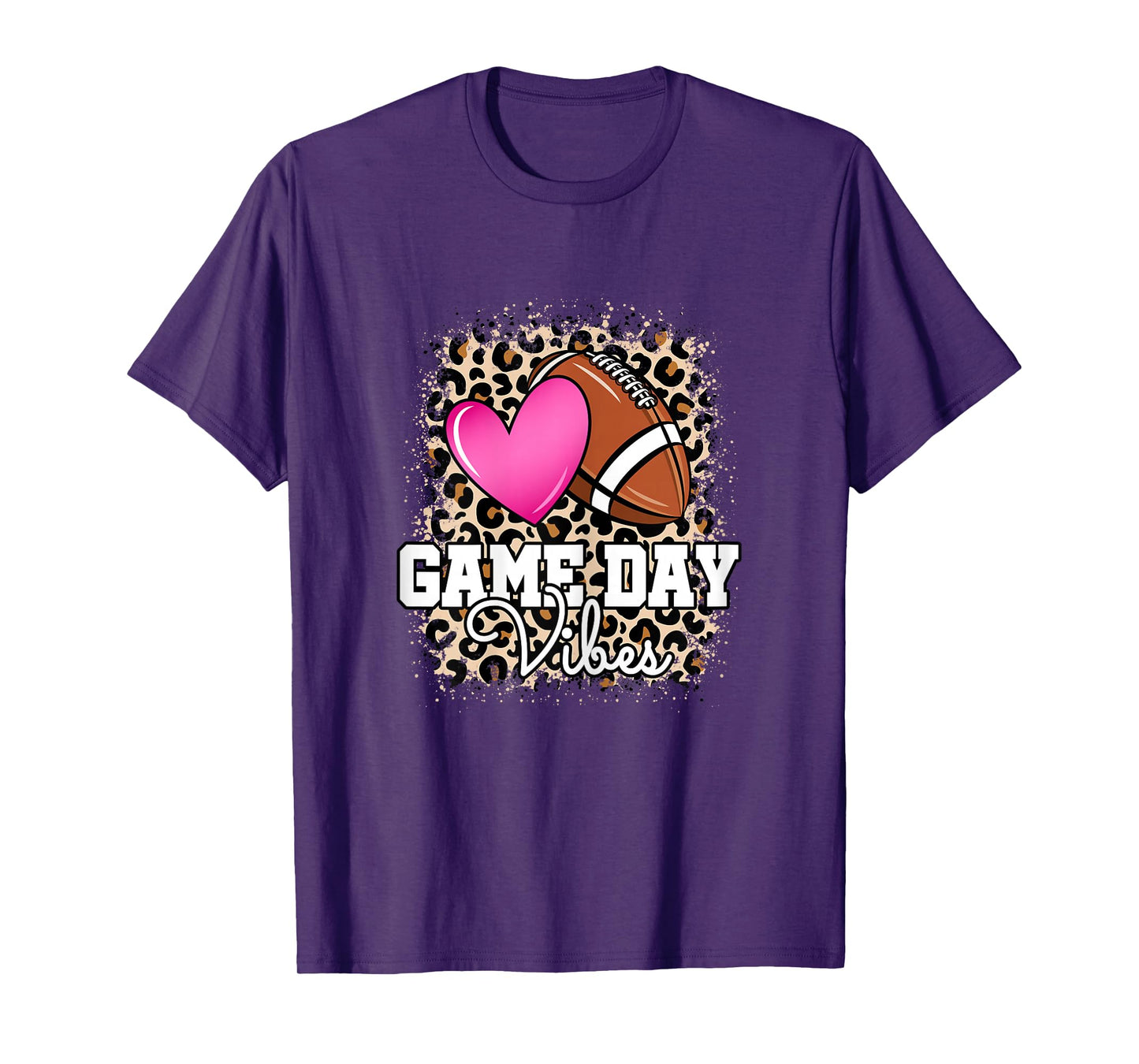 American Football Lover Game Day Leopard Football Women T-Shirt