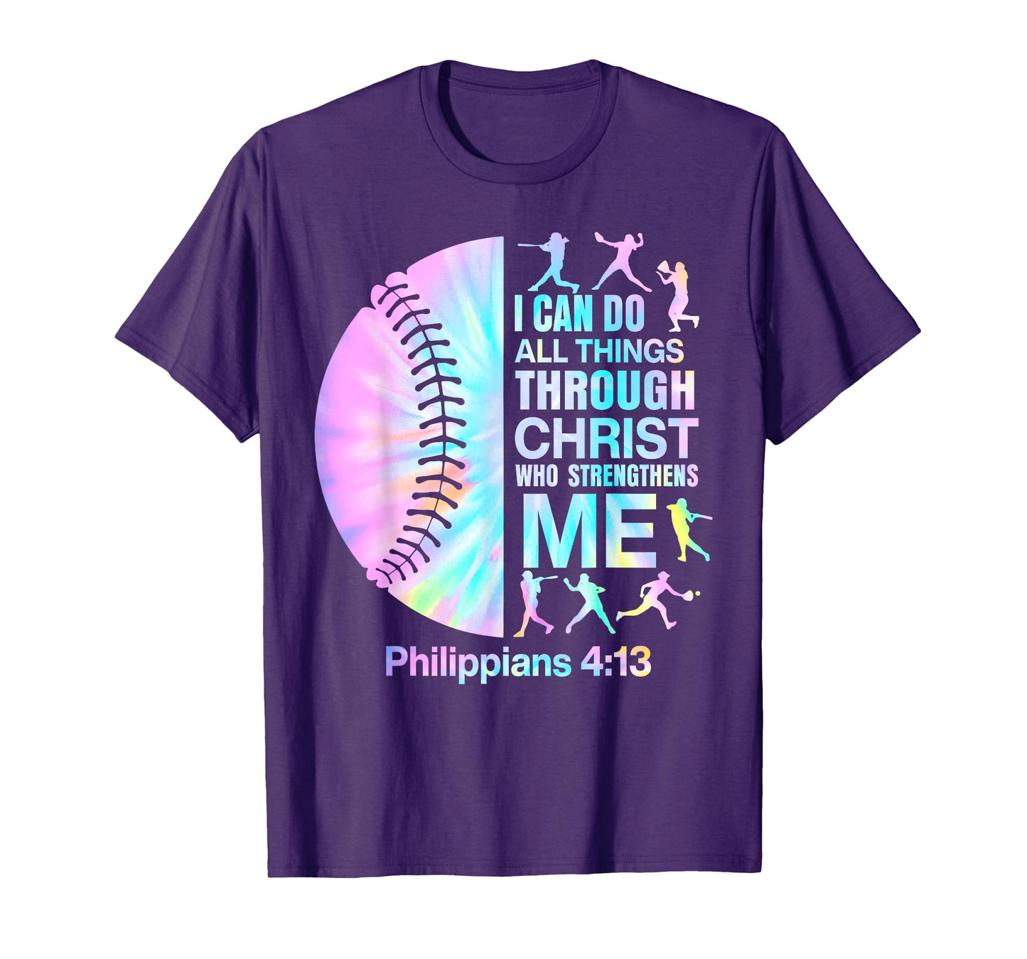 Christian I Can Do All Things Through Jesus Tie Dye Baseball T-Shirt