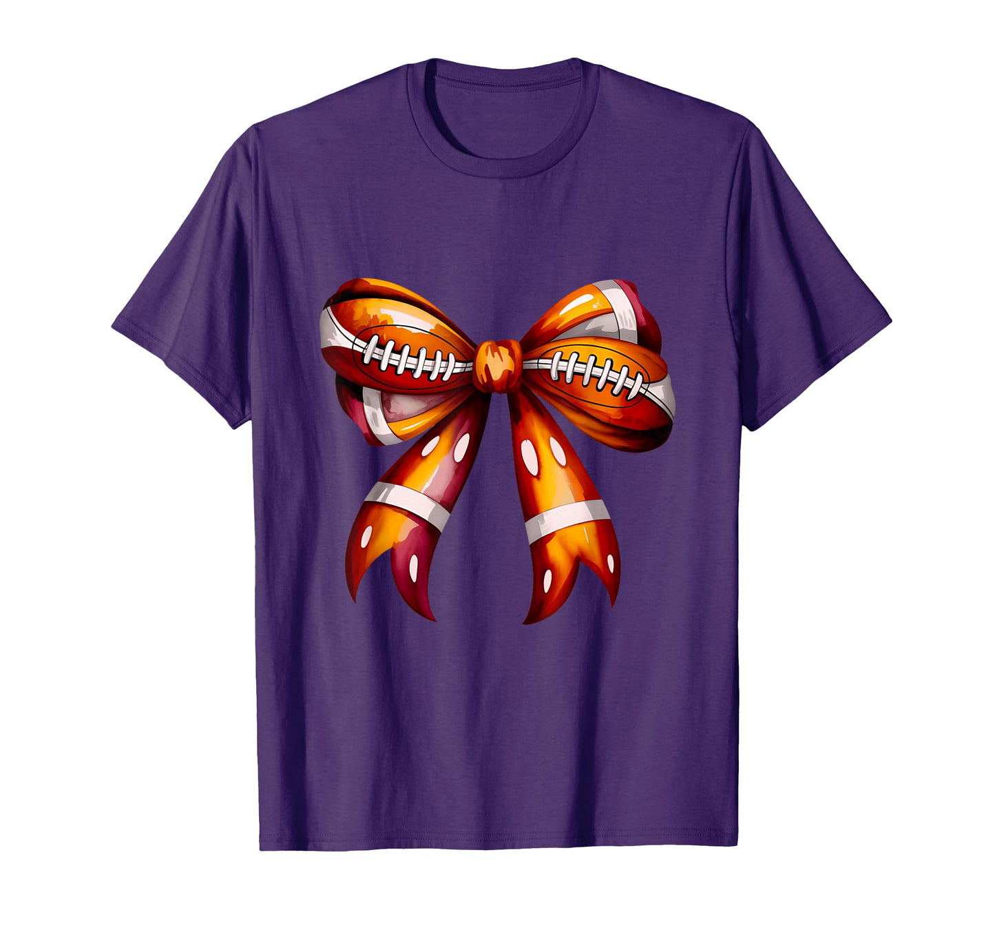 Coquette Bow Football Game Day Football Mom Sister Teens T-Shirt