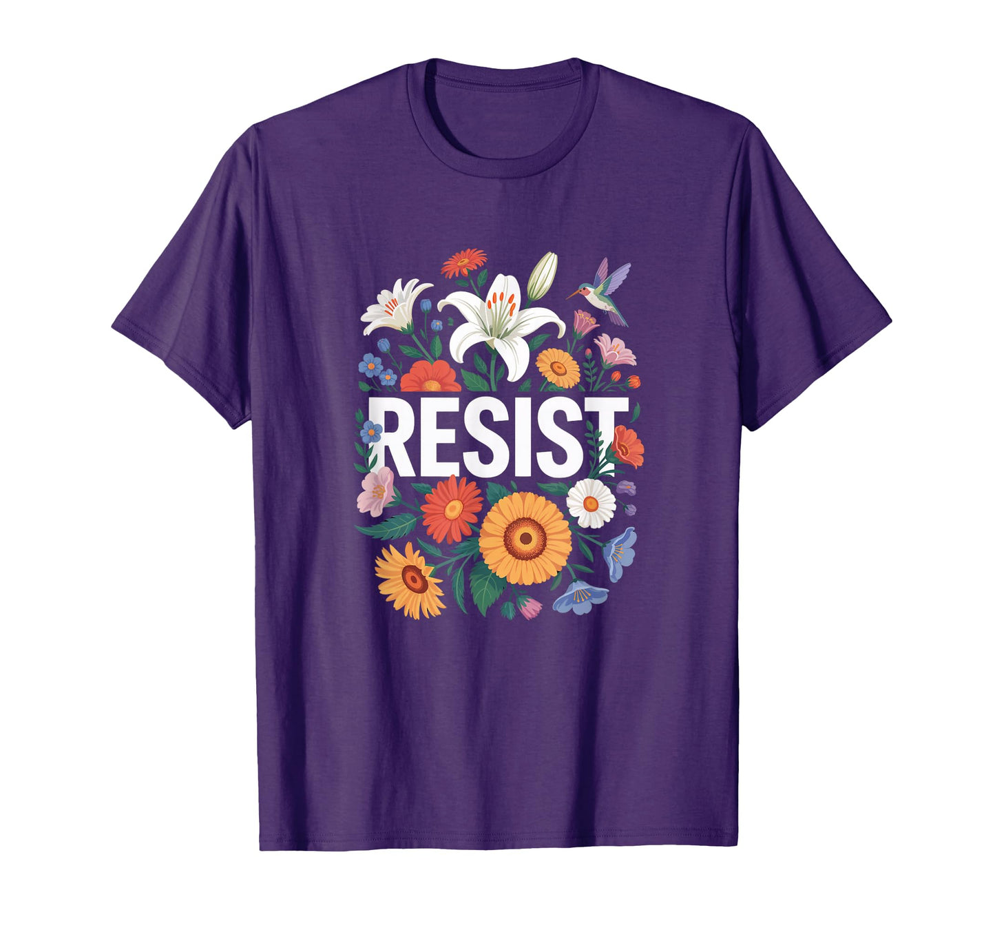 Resist Floral Protest Feminist Political Women Anti-Trum T-Shirt