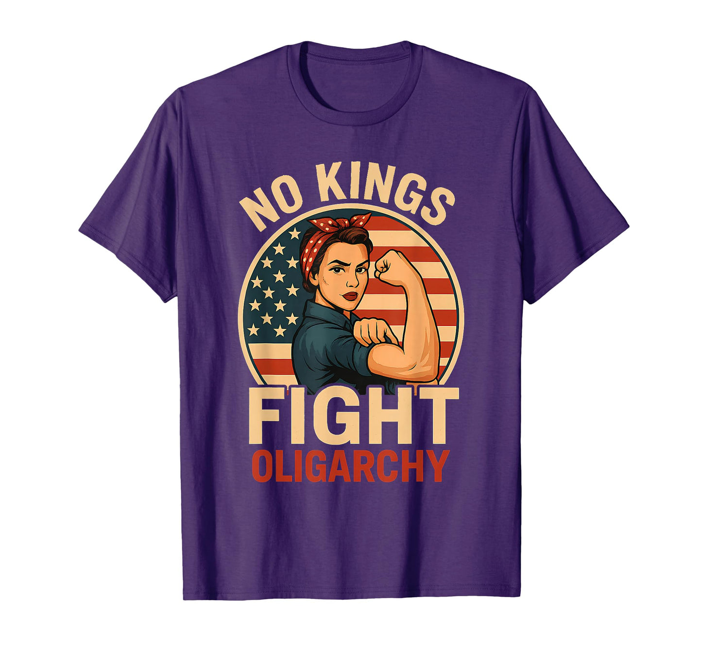 No Kings Womens Retro Patriotic Woman Liberty 4th of July T-Shirt