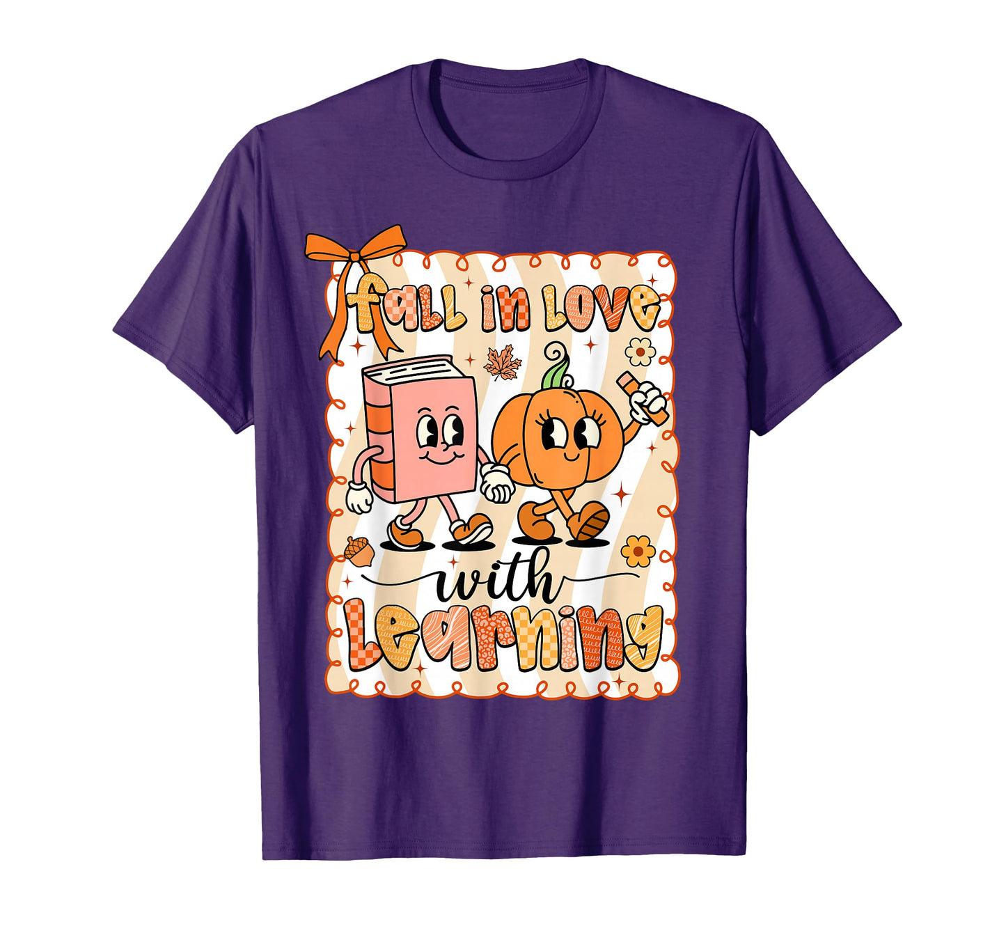 Pumpkin Teacher Preppy Fall In Love With Learning Autumn T-Shirt