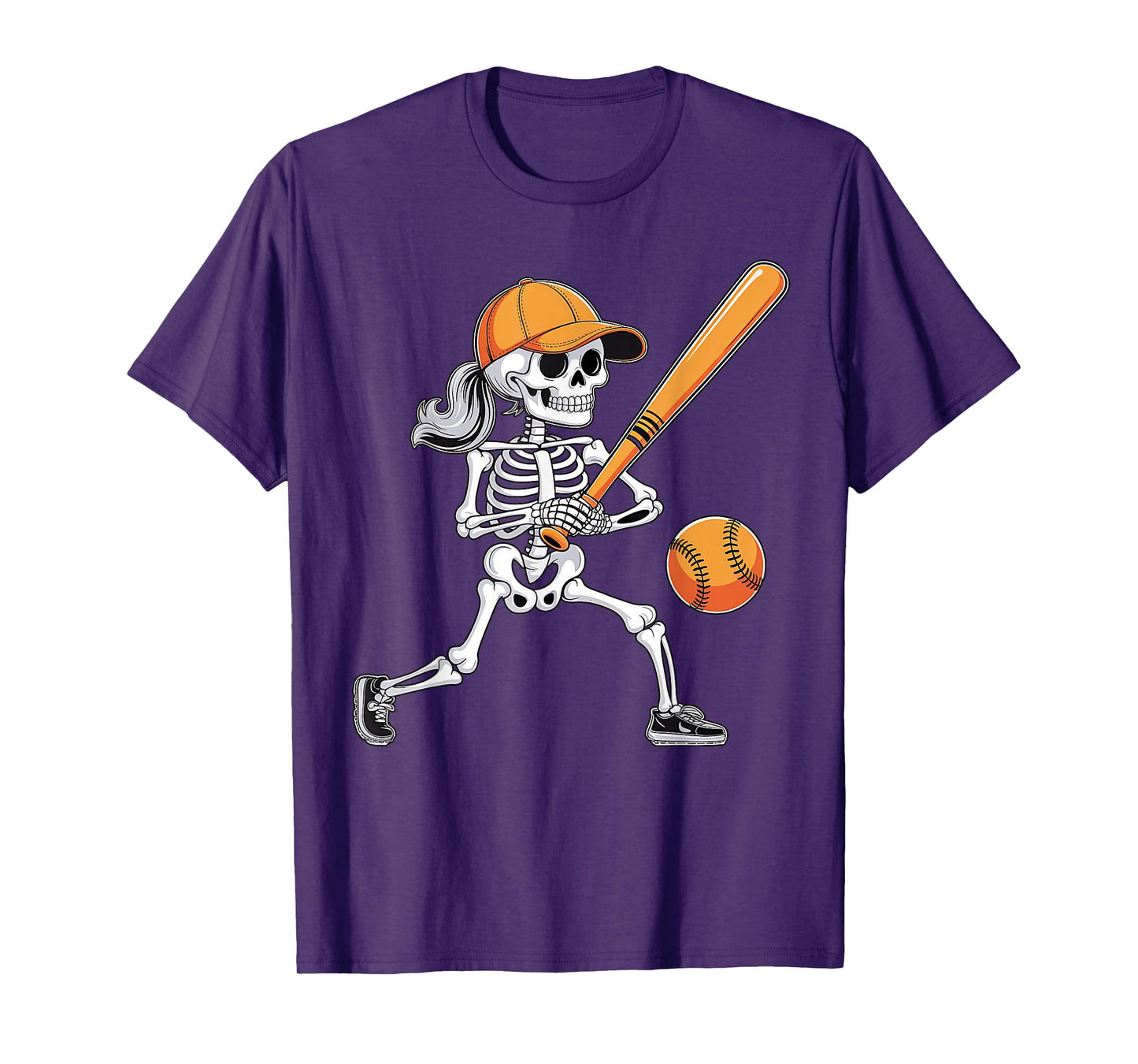 Skeleton Play Softball Halloween Costume for Men Boys Kids T-Shirt