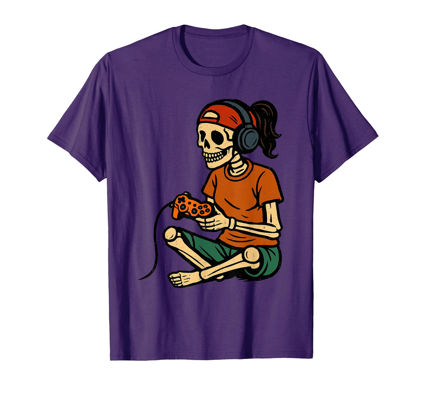 Halloween Skeleton Gamer Video Game Gaming Lovers Spooky T-Shirt