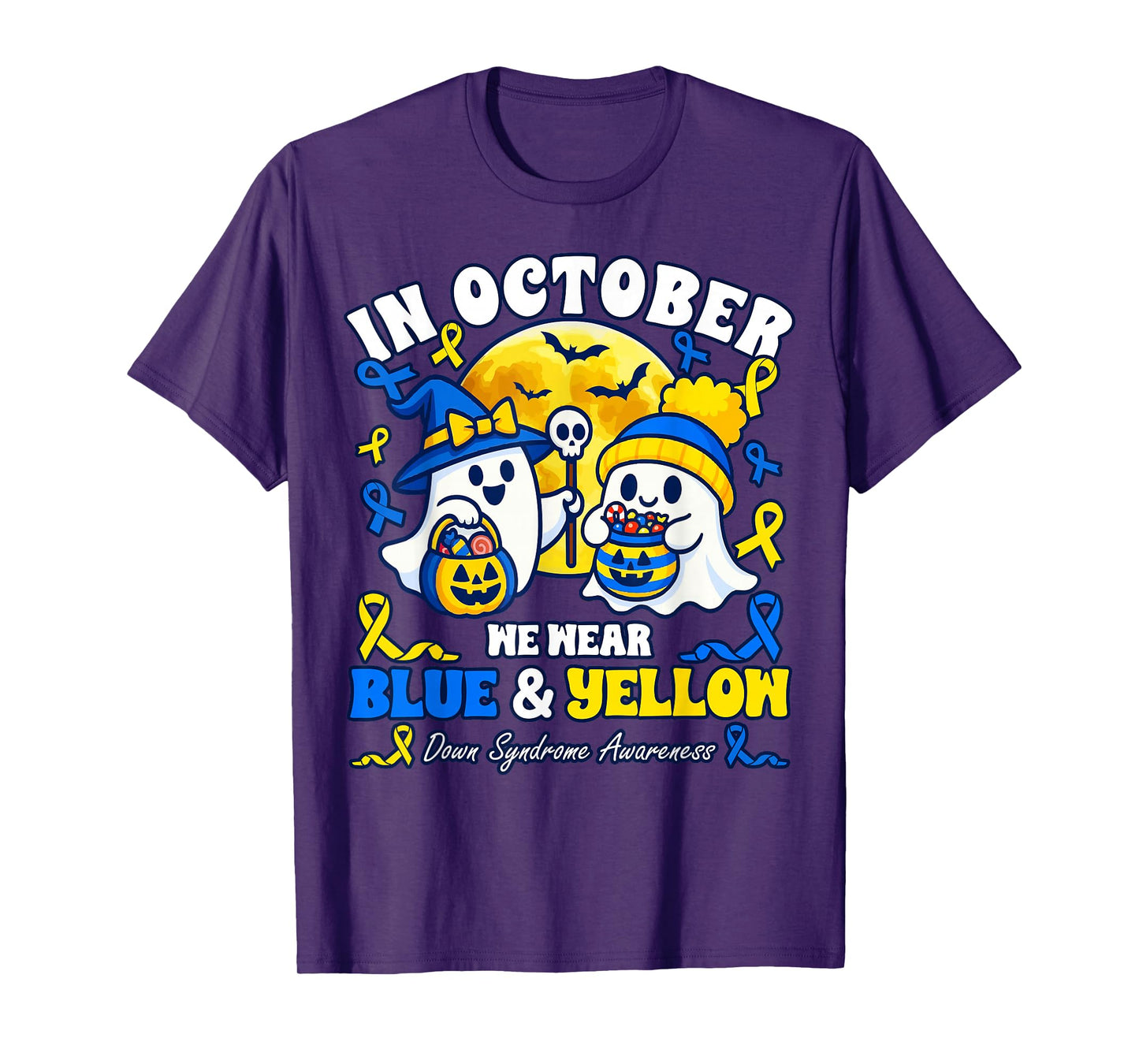 in October We Wear Blue & Yellow Down Syndrome Awareness T-Shirt