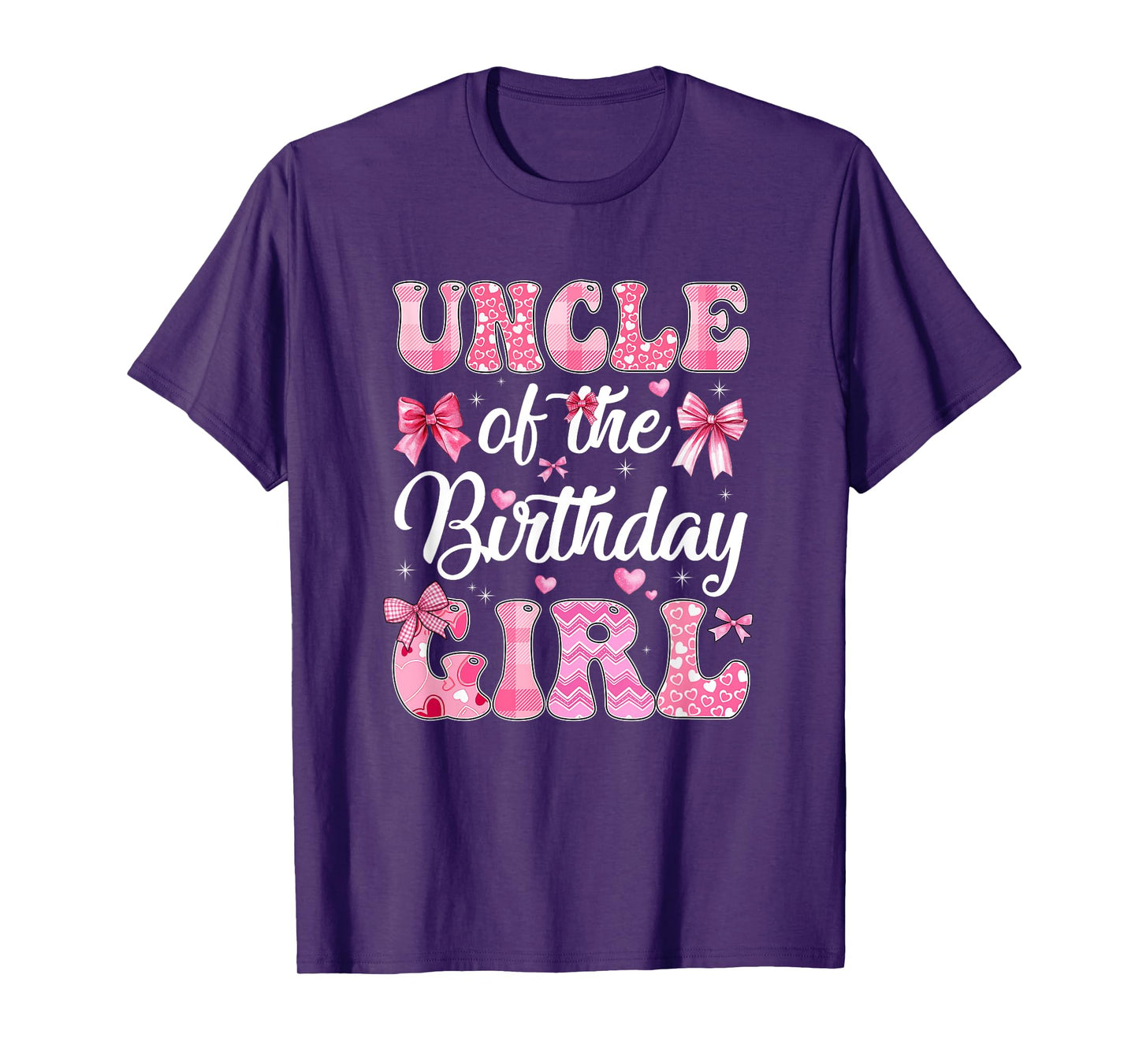 Uncle Of The Birthday Girl Family Pink Coquette Bow T-Shirt