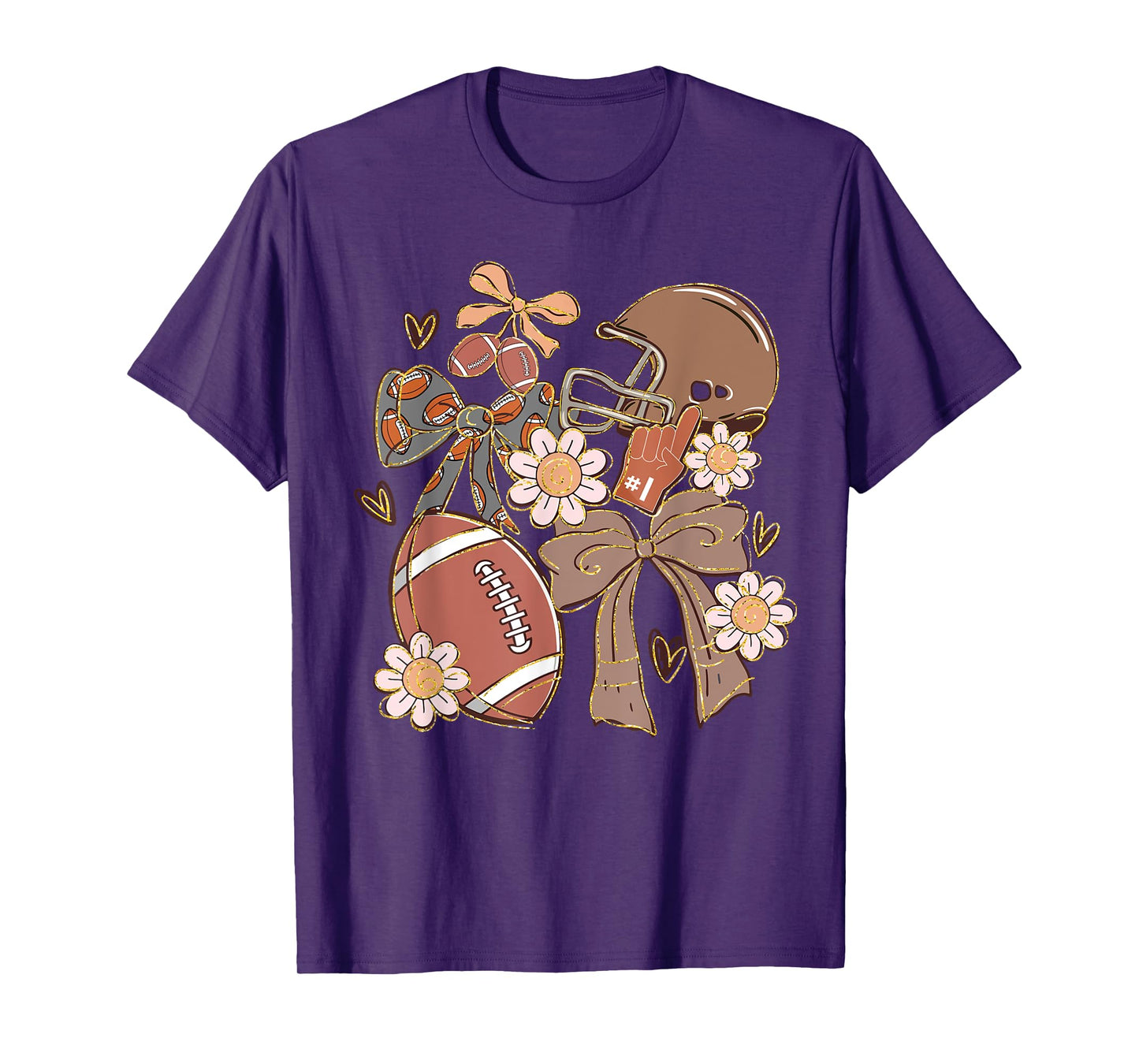 Touchdown American Football Game Day Wildflower Coquette Bow T-Shirt