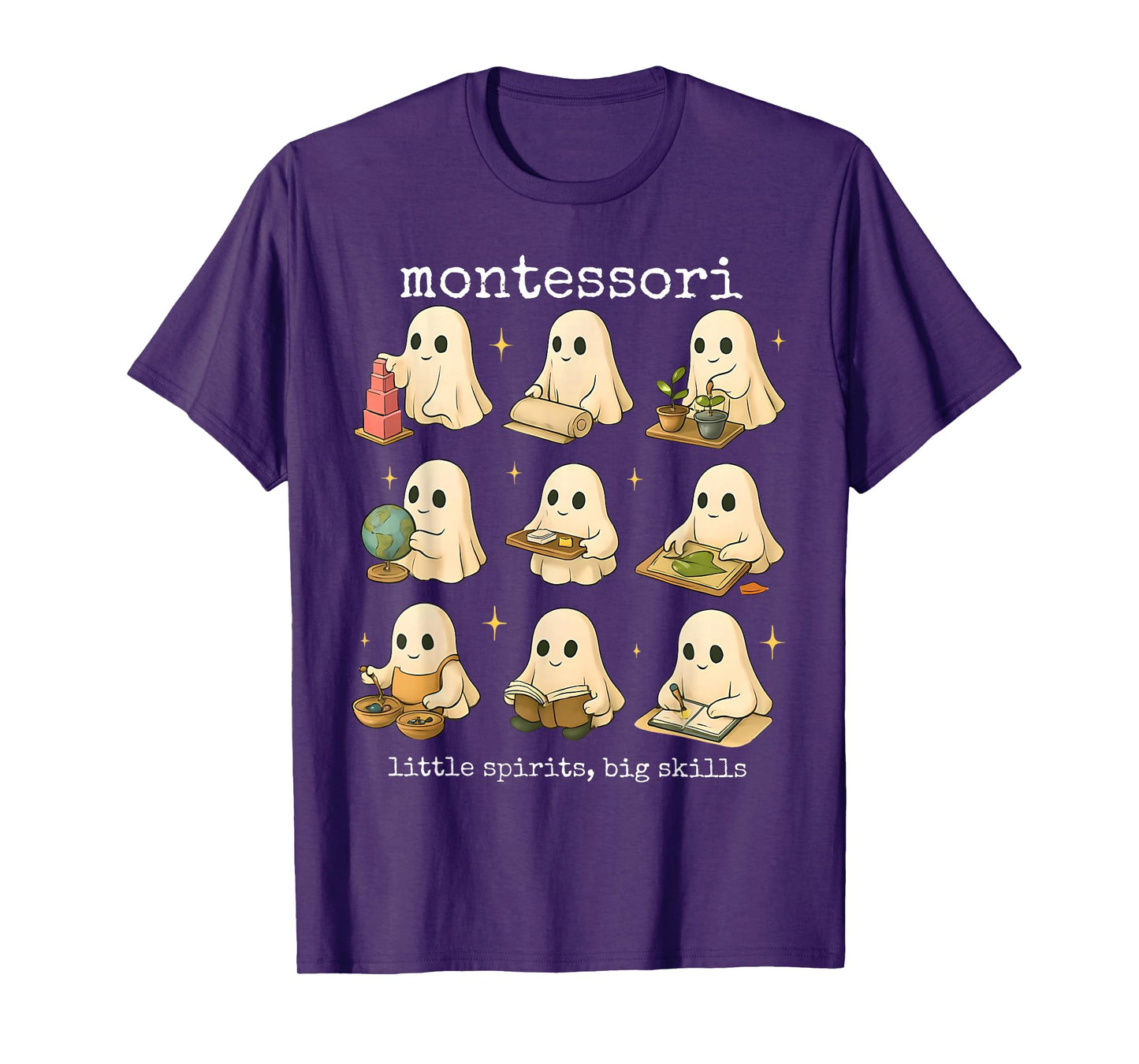 Funny Ghosts Halloween Montessori Teacher Educator Costume T-Shirt