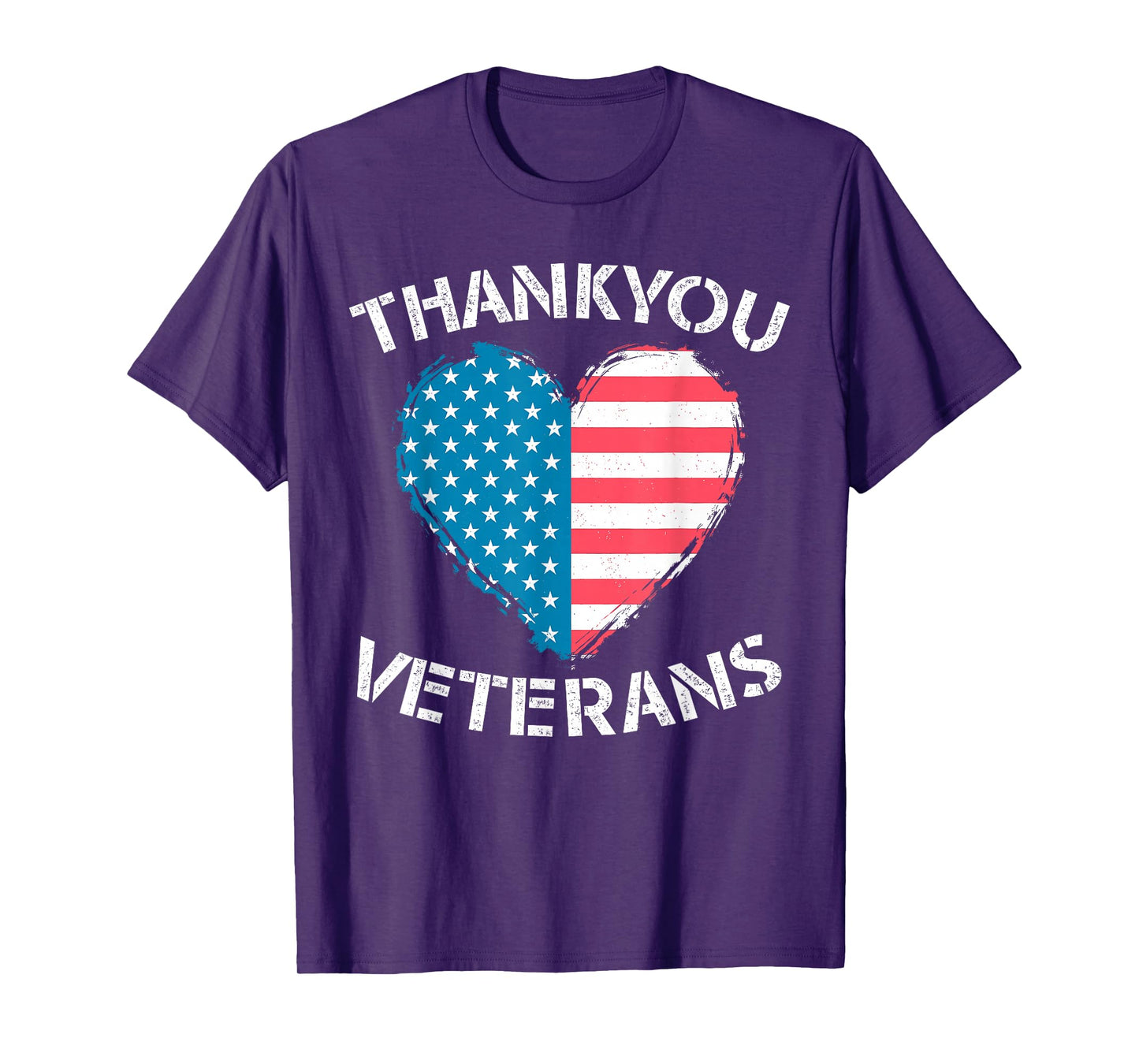Thank You Veterans Heart American Flag Patriotic Men Women T-Shirt