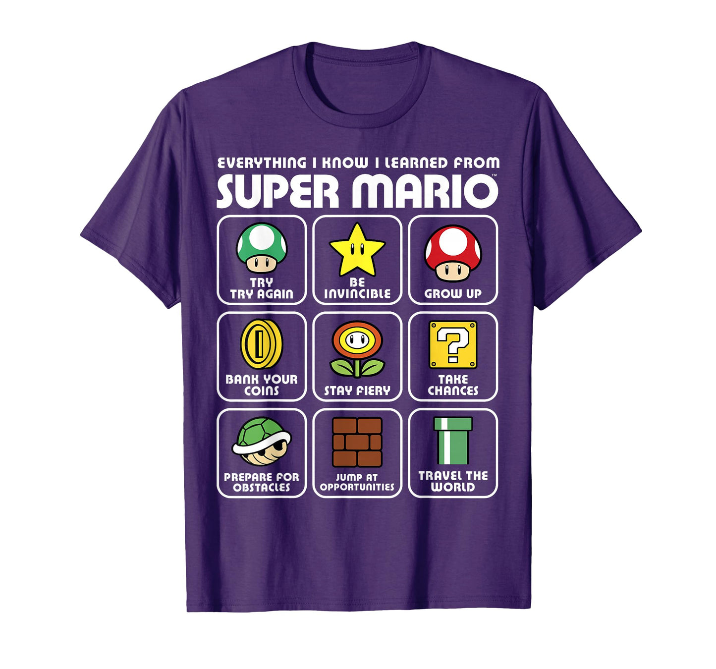 Nintendo Super Mario Life Lessons Icons Graphic T-Shirt T-Shirt