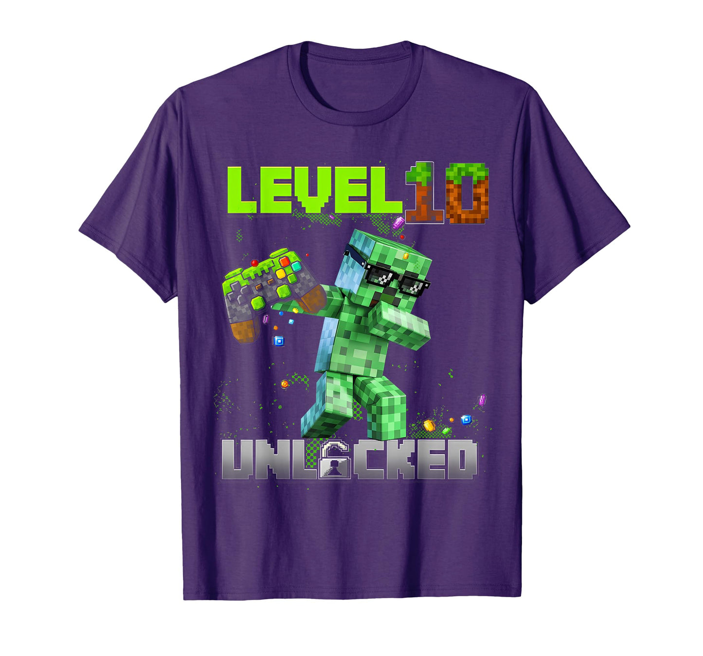 Level 10 Unlocked - Birthday Boy Pixel Gamer 10th Birthday T-Shirt