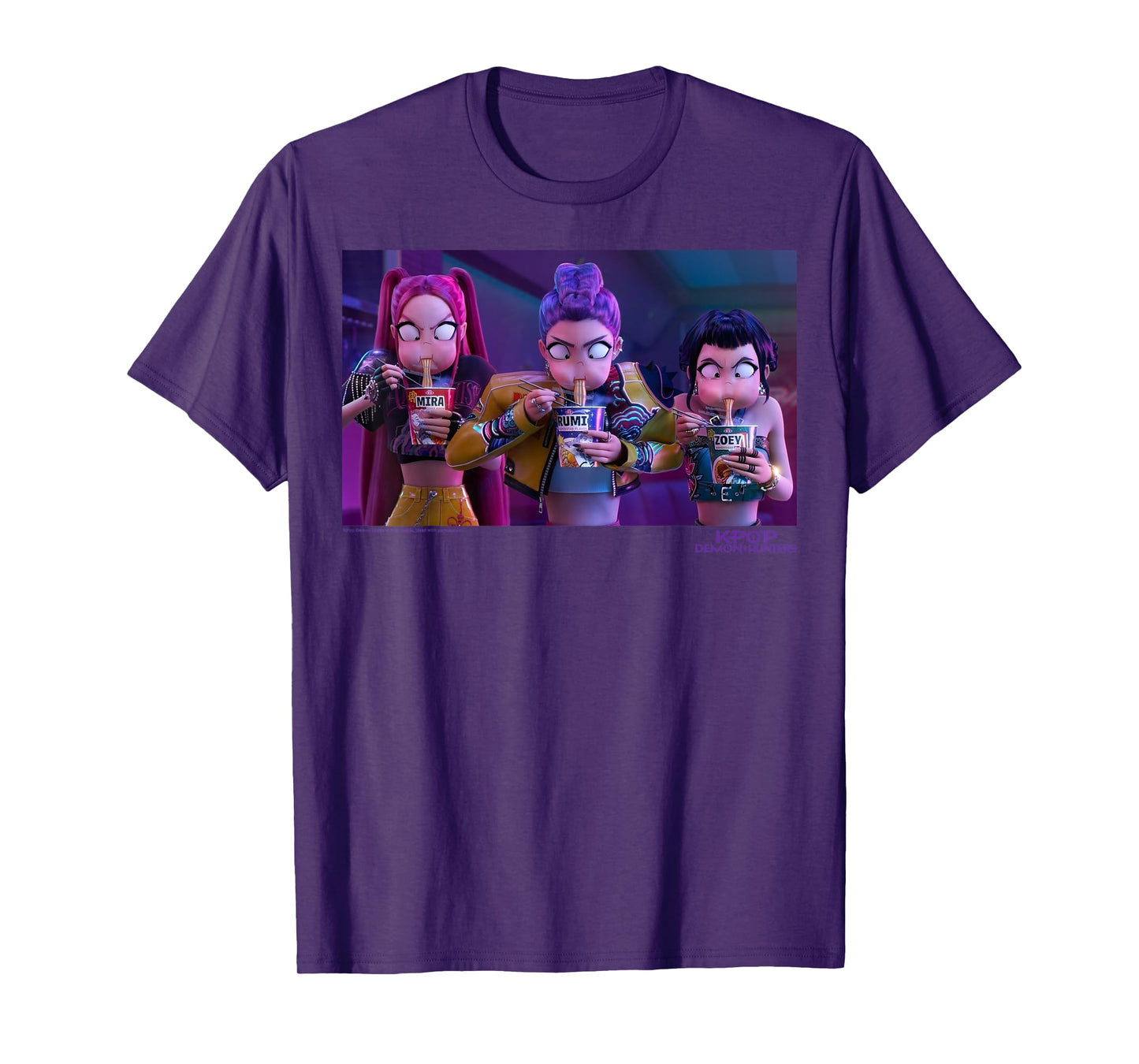 Kpop Demon Hunters Halloween Mira Rumi & Zoey Eating Ramyeon T-Shirt