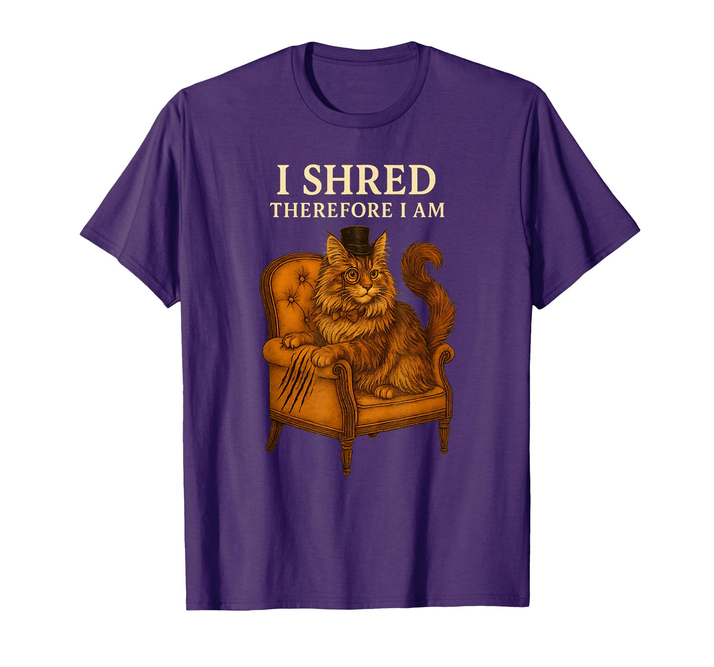 Maine Coon Cat Humor I Shred Therefore I Am Funny Quote T-Shirt