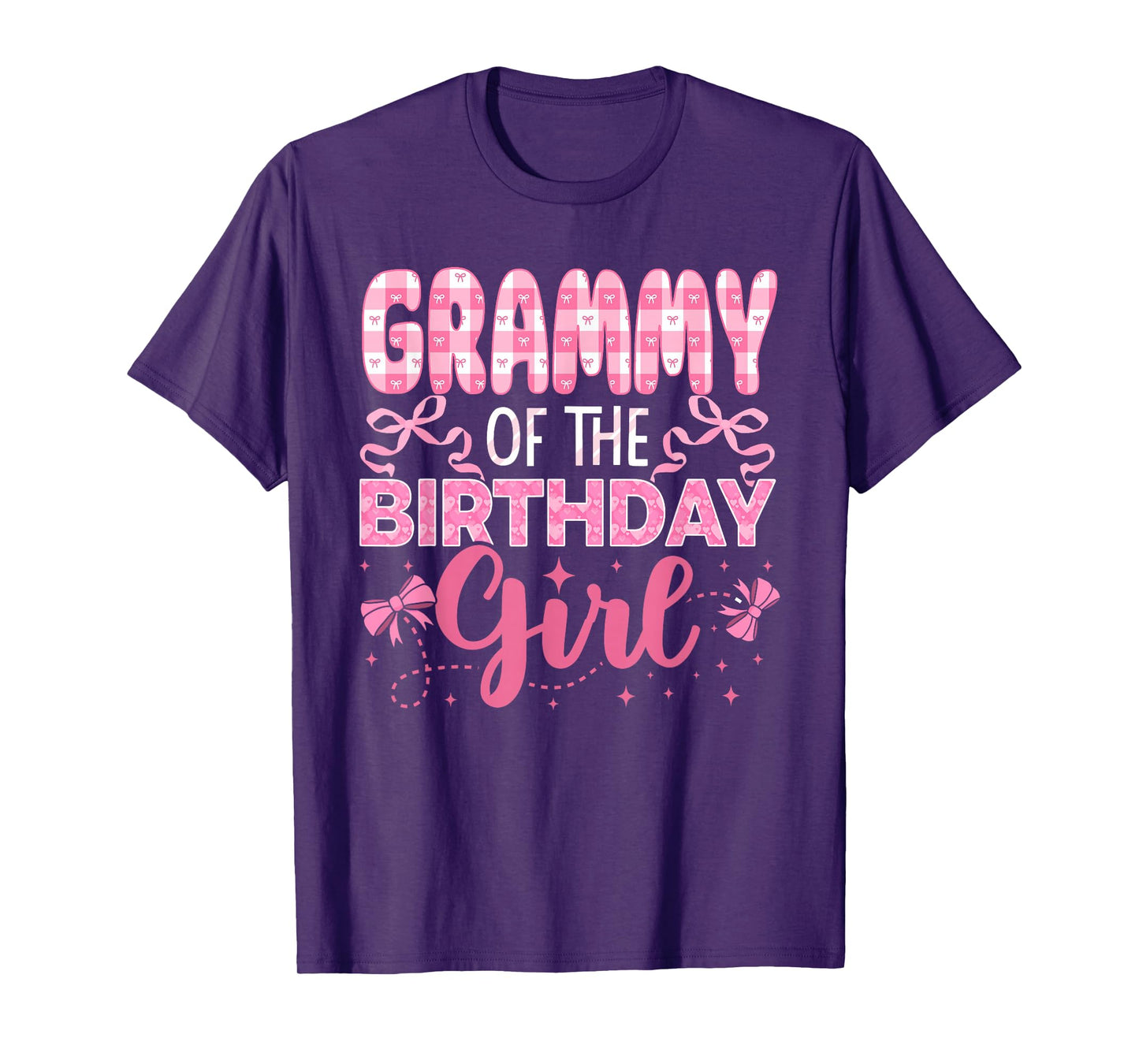 Grammy of The Birthday Girl Family Pink Coquette Bow T-Shirt