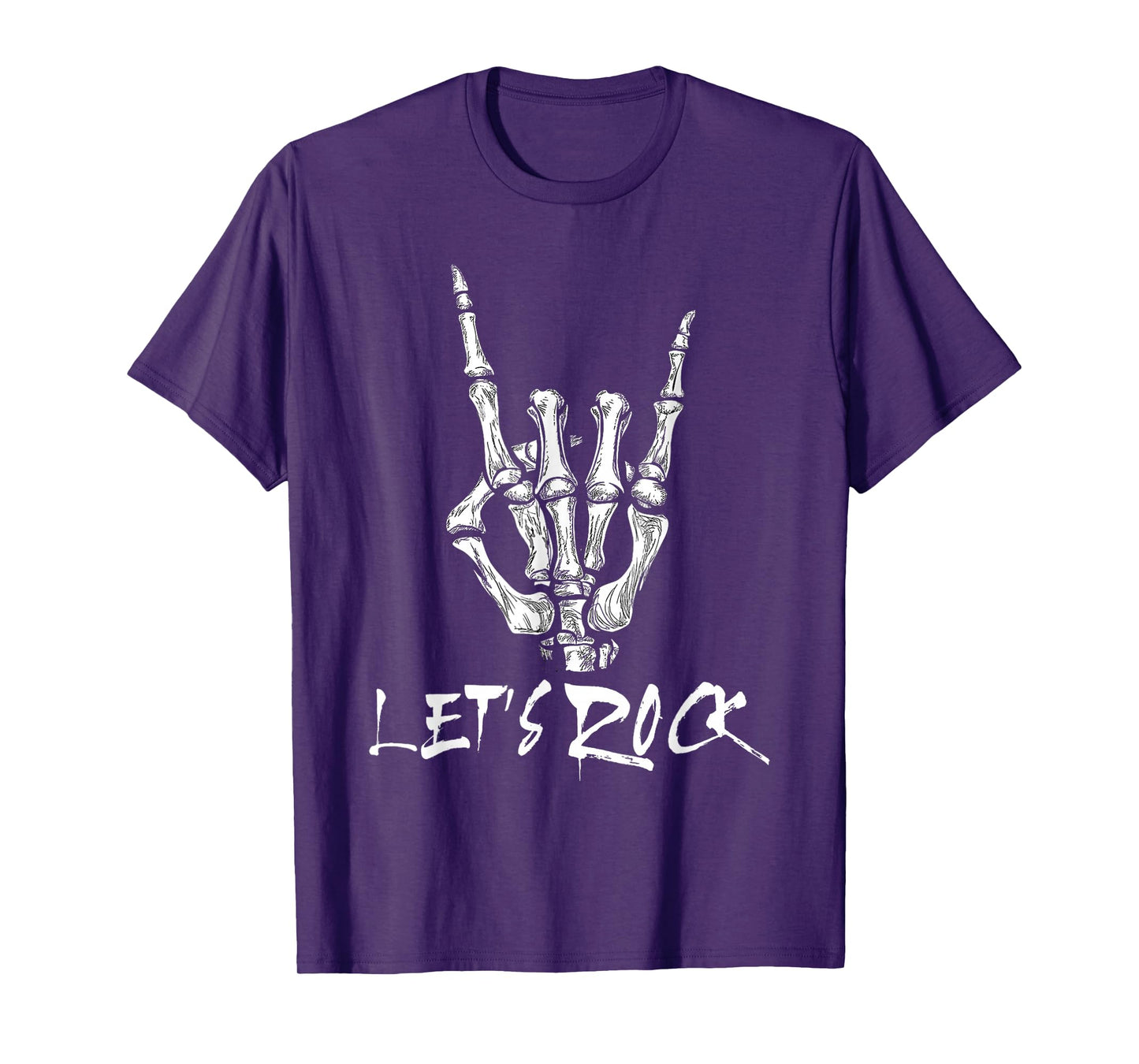 Lets Rock On Band Halloween Rock and Roll Skeleton Hand T-Shirt
