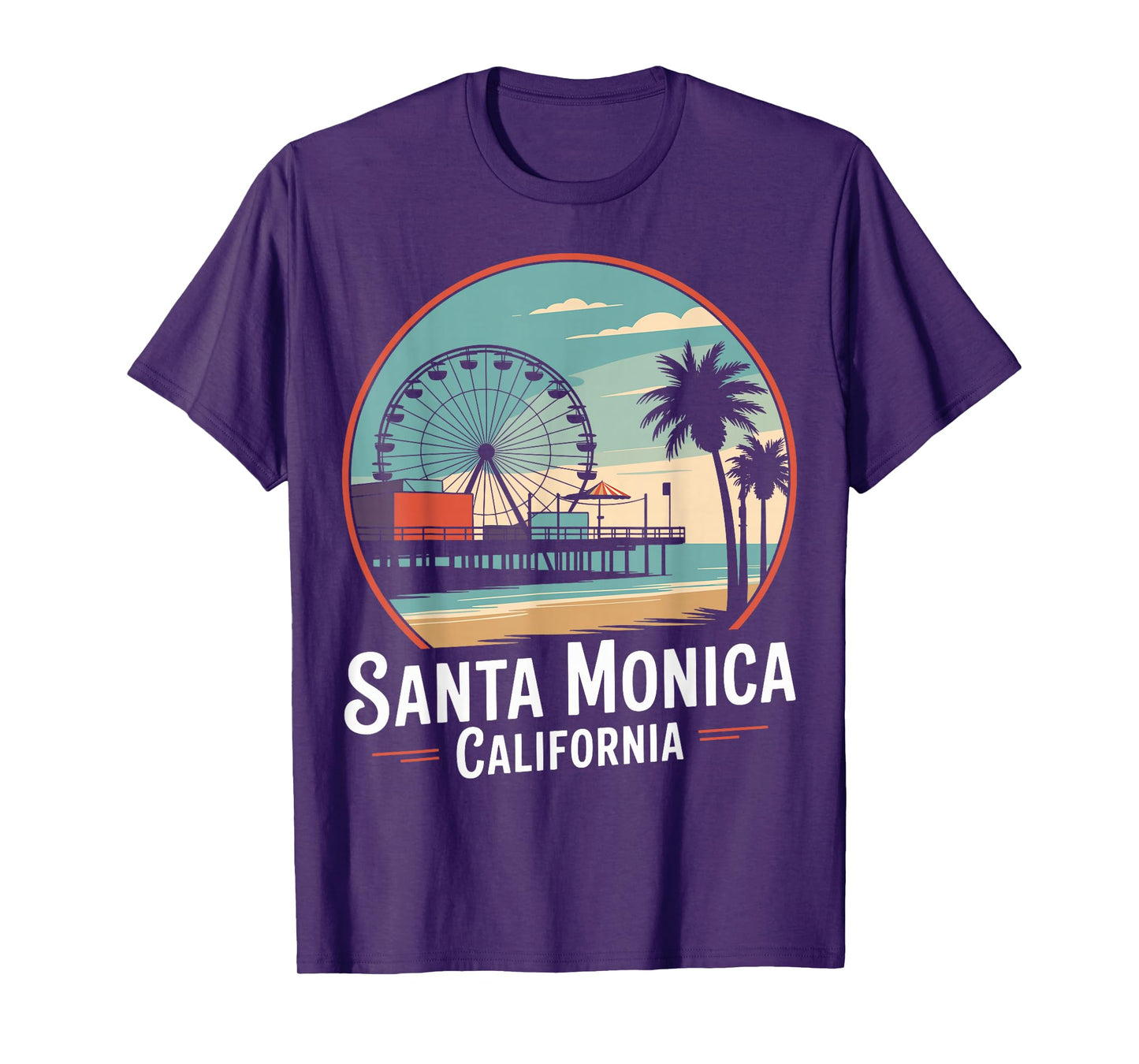 Santa Monica Pier California Retro Beach Souvenir T-Shirt