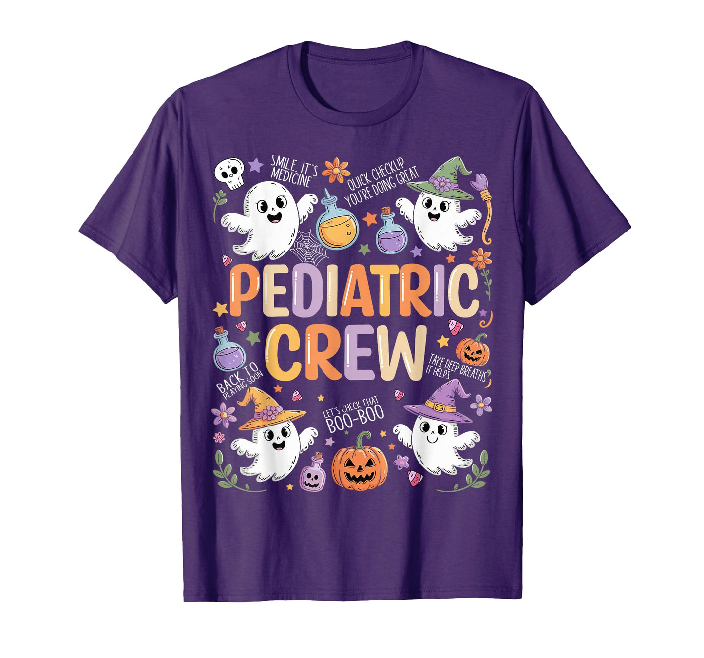 Pediatric Crew Spooky Ghost Peds Nurse Halloween Costume T-Shirt