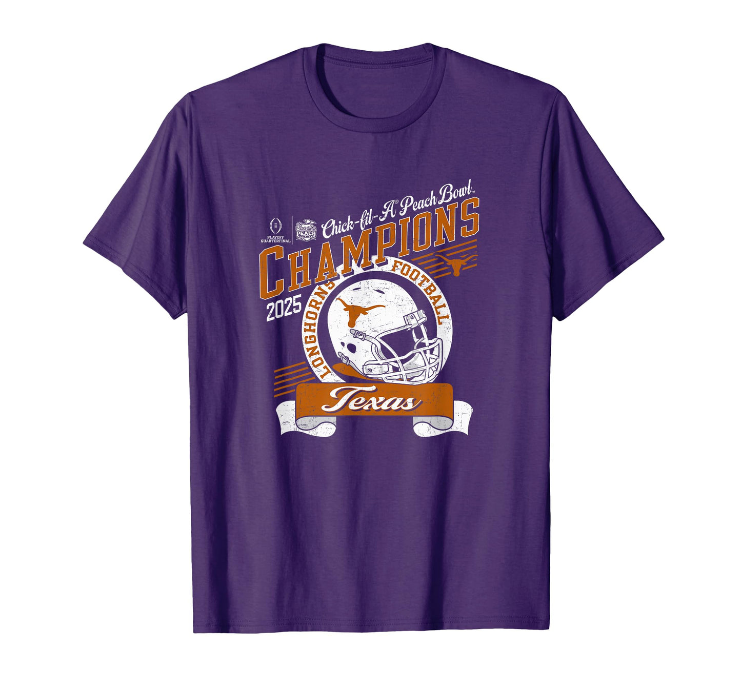 Texas Longhorns Peach Bowl Champs 2025 Black T-Shirt