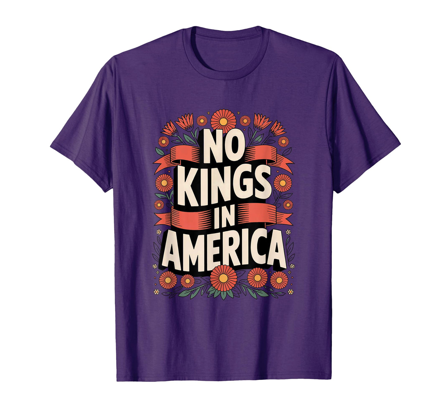 No Kings In America Retro Vintage Floral 70s Women T-Shirt