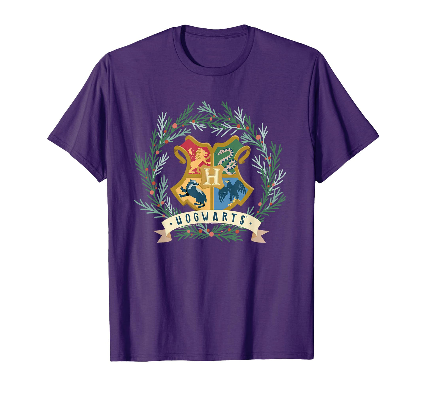 Harry Potter Hogwarts Shield Christmas Wreath T-Shirt