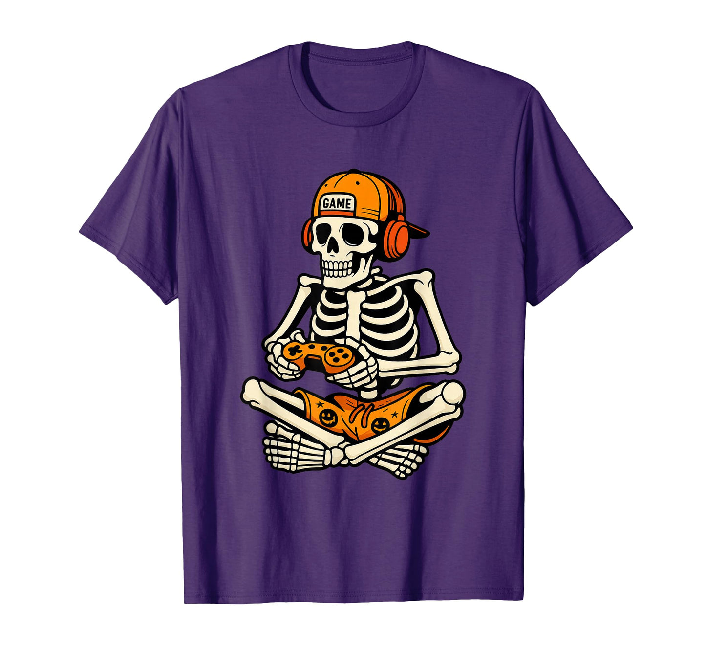 Skeleton Gamer Headphone Funny Halloween Gaming Boys Kids T-Shirt