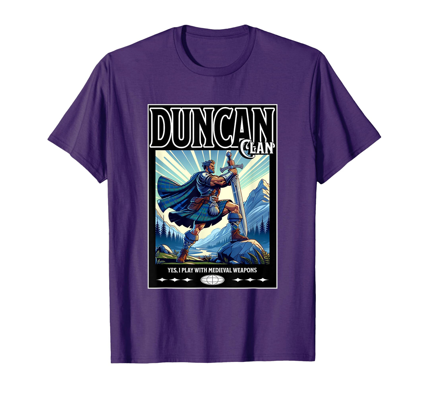 Duncan Scottish Funny Clan Medieval Gaelic Weapons T-Shirt