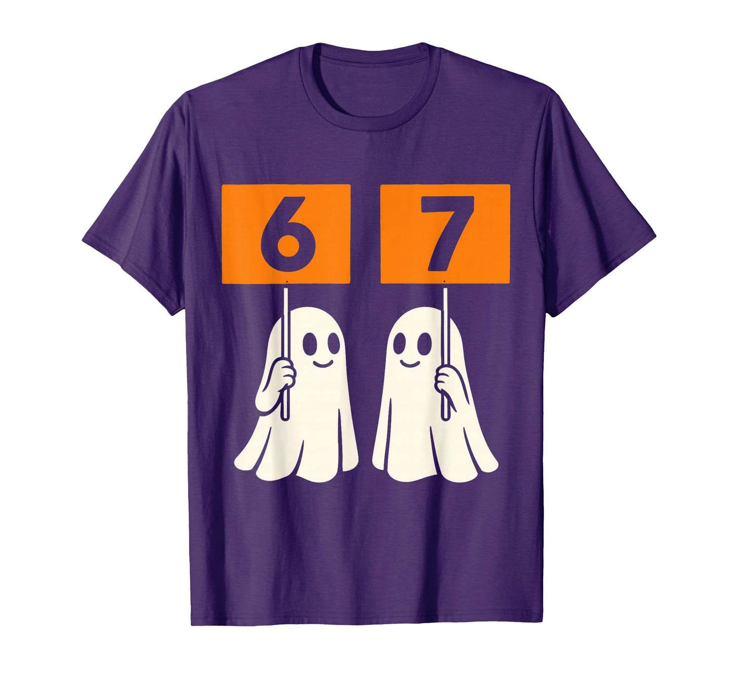 Funny 67 Meme Halloween Trendy Six Seven Ghosts 6-7 Humor T-Shirt