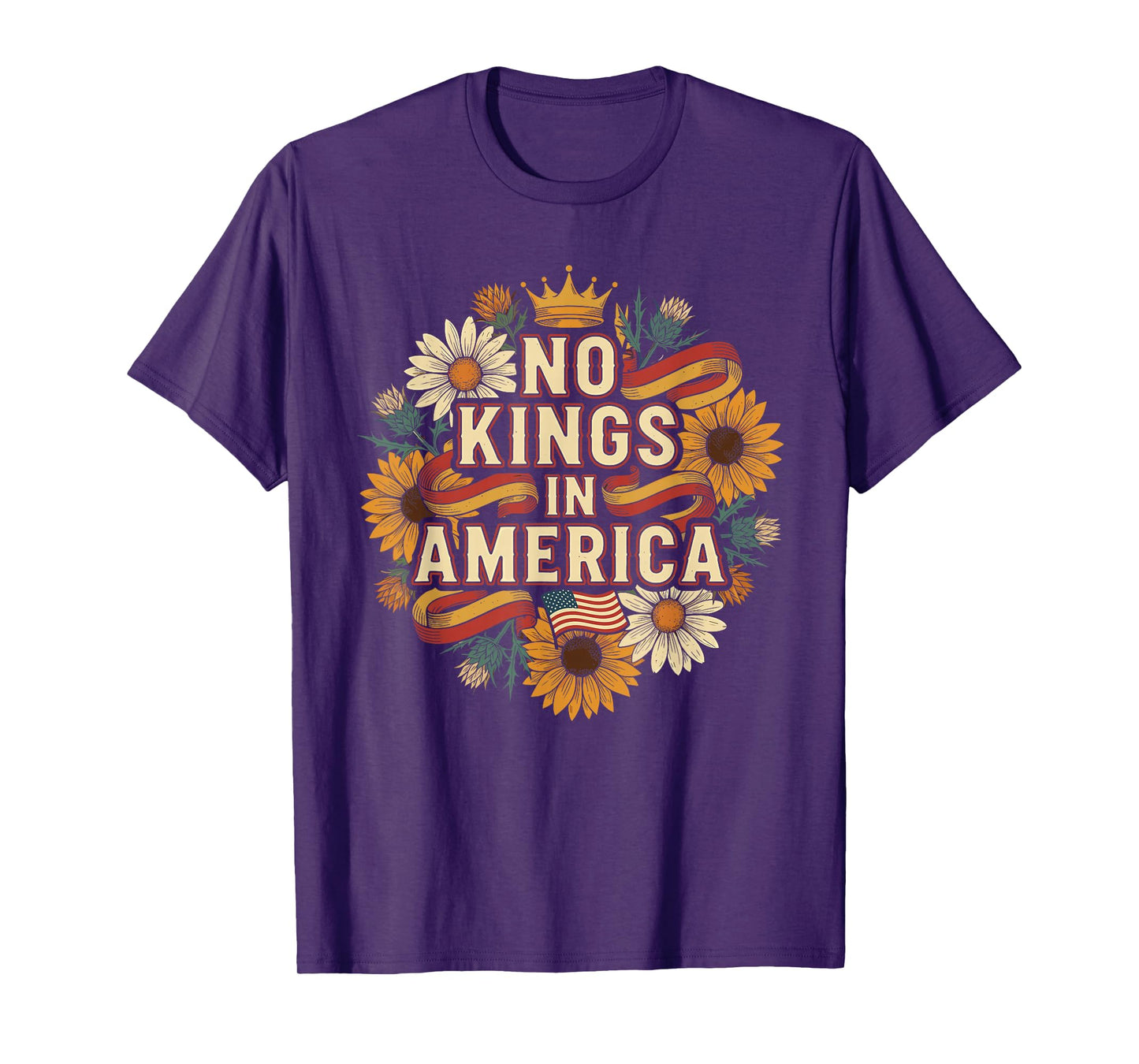 No Kings in America Bold Revolution Quote T-Shirt
