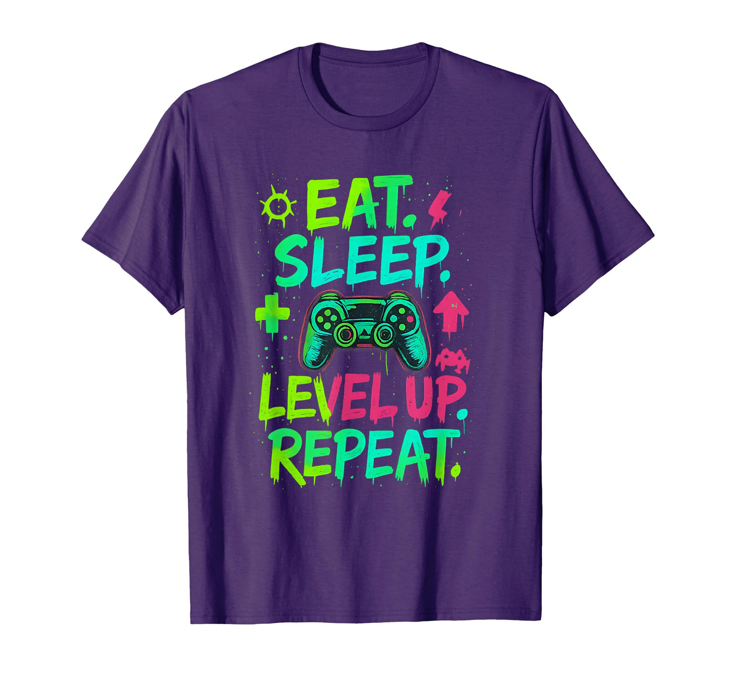 Eat Sleep Level Up Repeat Funny Boys Kids Adult Gamer T-Shirt
