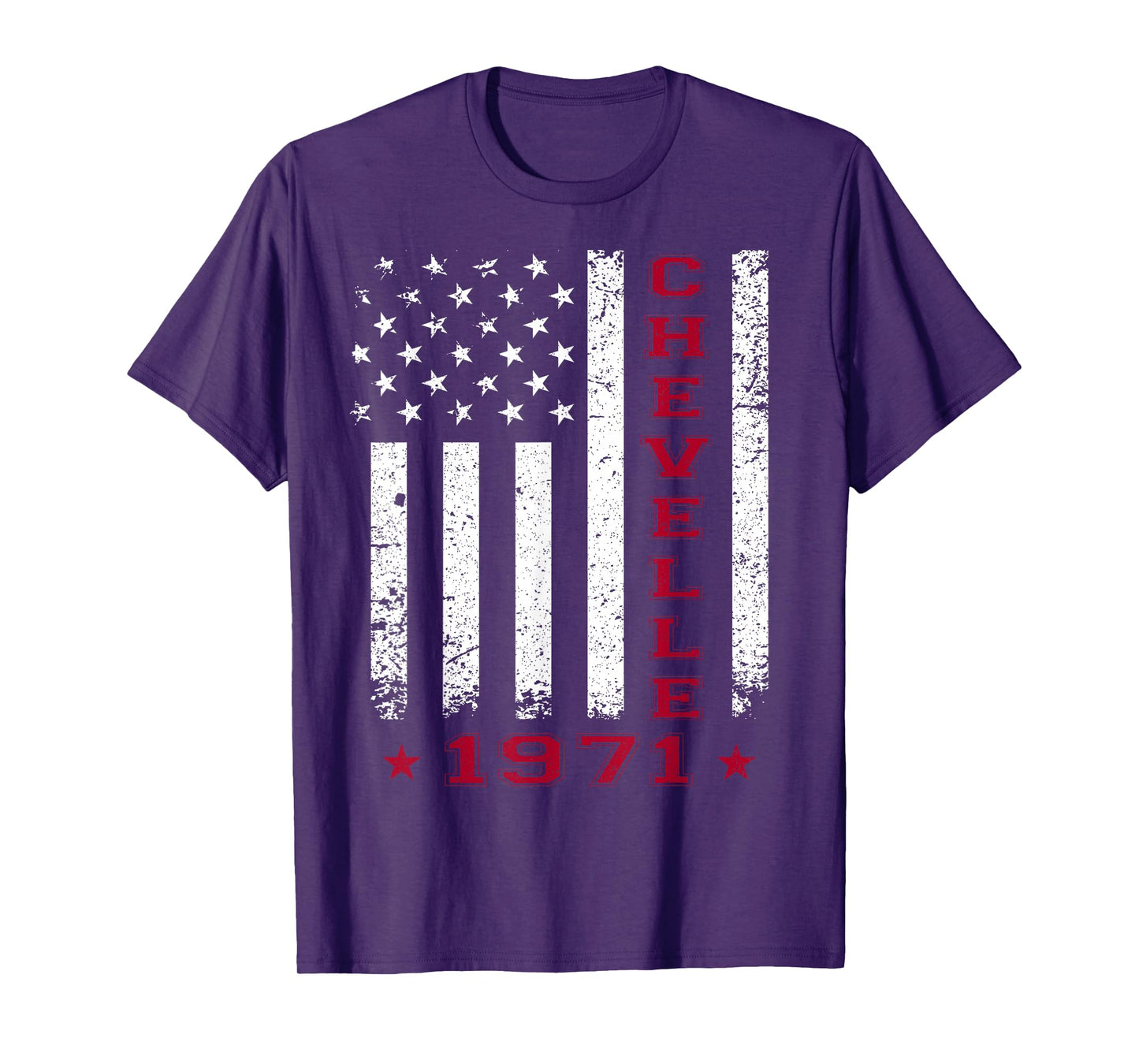 American Flag Jersey Style Chevelle 71 1971 Muscle Car T-Shirt