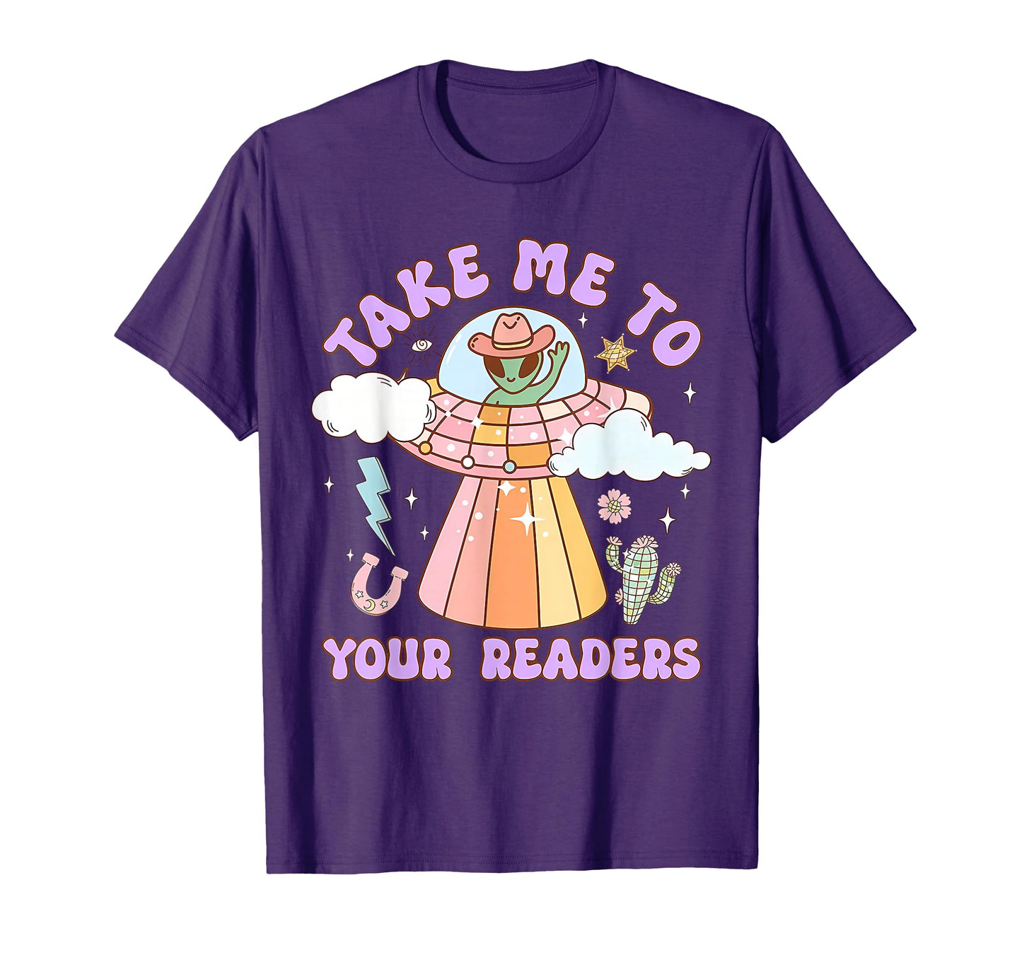 Vintage Retro Take Me to Your Readers Alien Graphic Tee T-Shirt