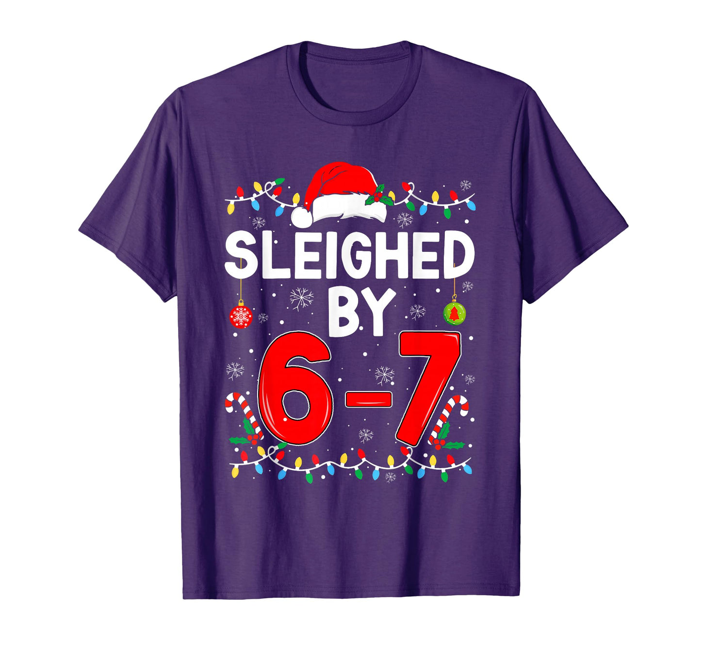 Sleighed by 6 7 Six Seven Gen Z Alpha Meme Slang Christmas T-Shirt