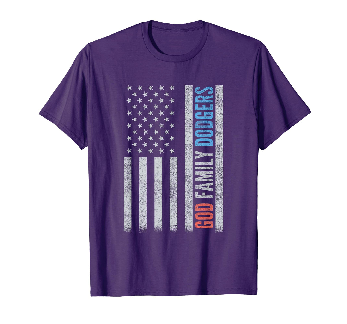 God Family and Dodgers USA Flag for Men Women T-Shirt