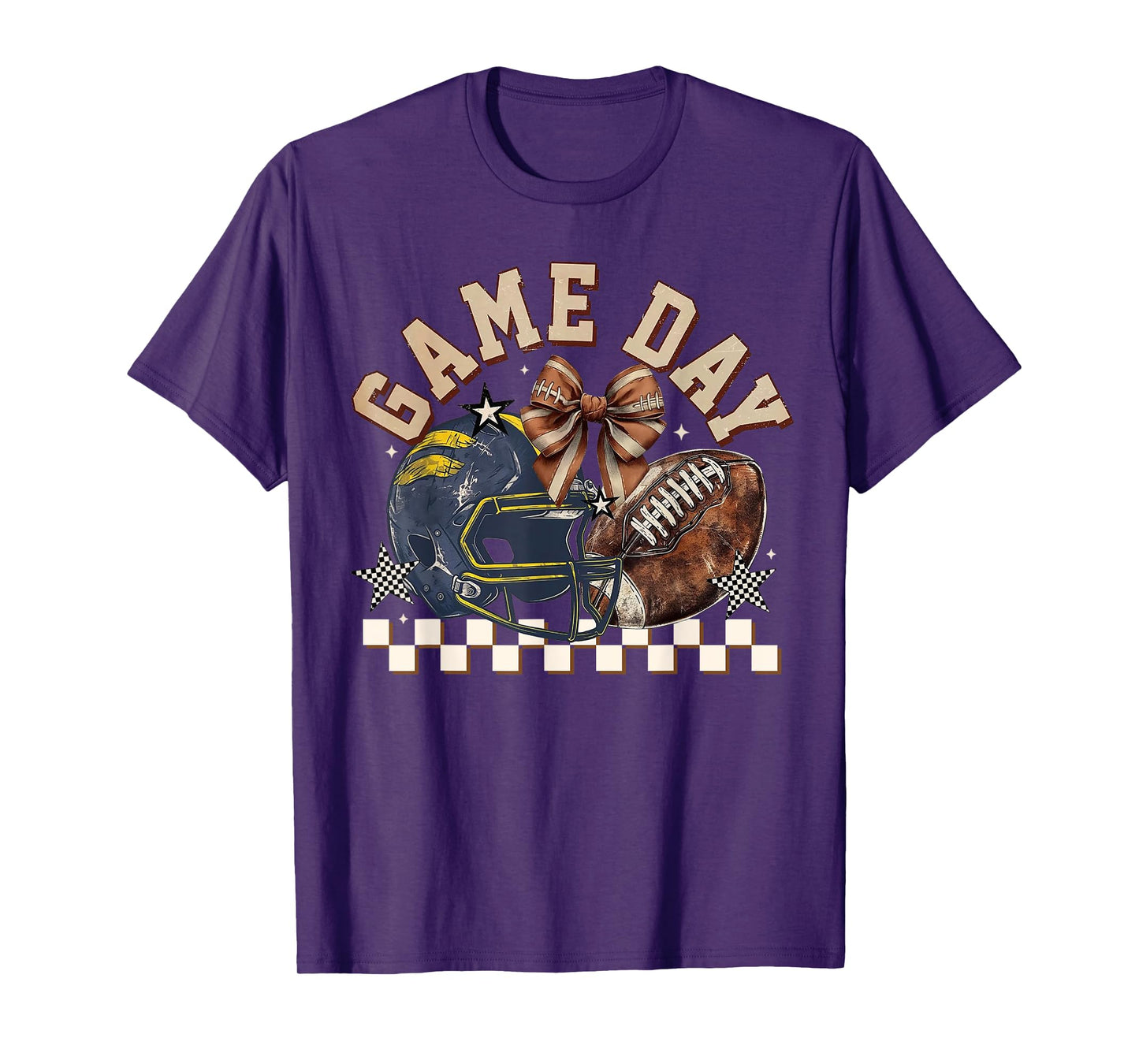 Vintage Football Mom Blue Coquette Bow Game Day Women Girl T-Shirt