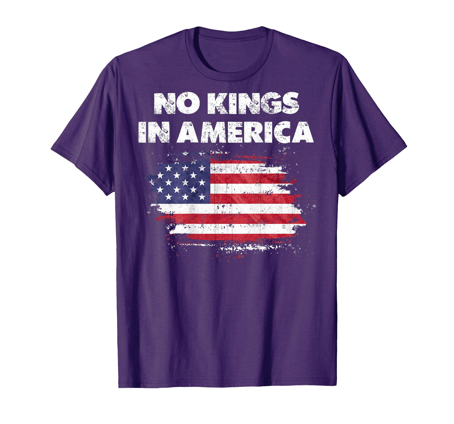 No Kings in America USA Flag Vintage No Kings T-Shirt