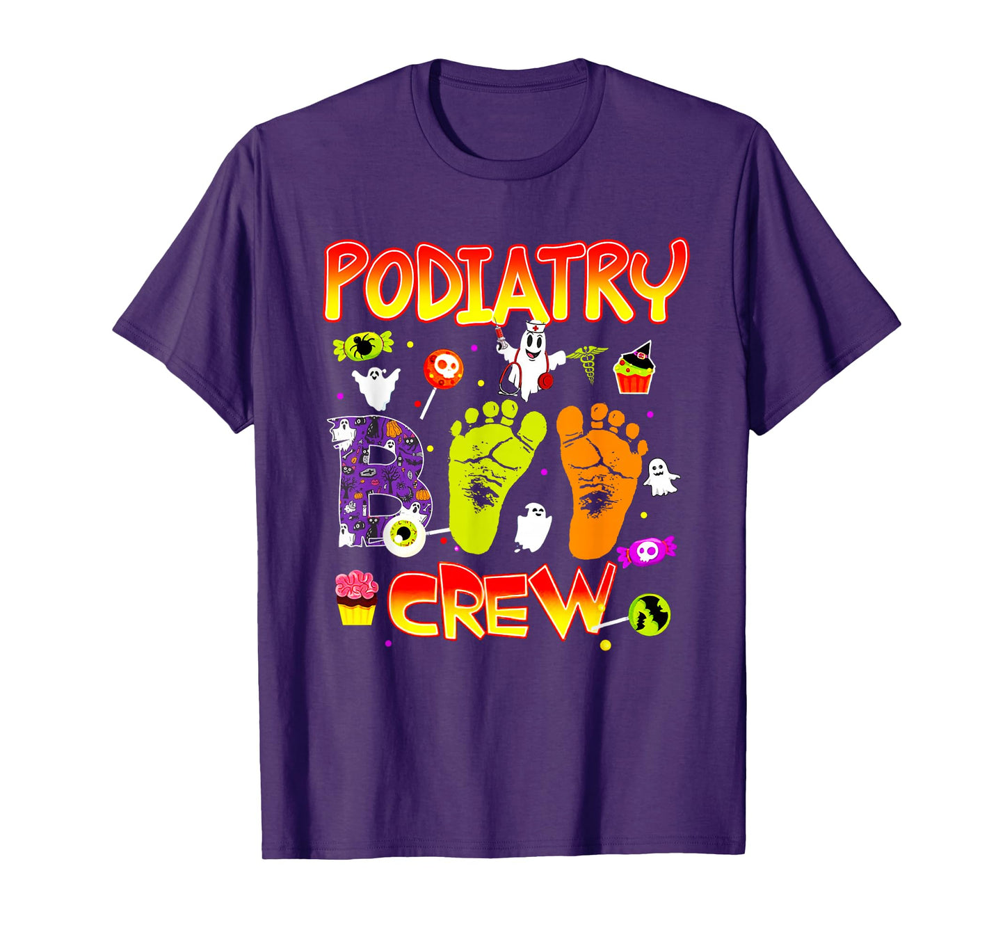 Podiatry Boo Crew Funny Ghost Footprint Halloween Spooky T-Shirt