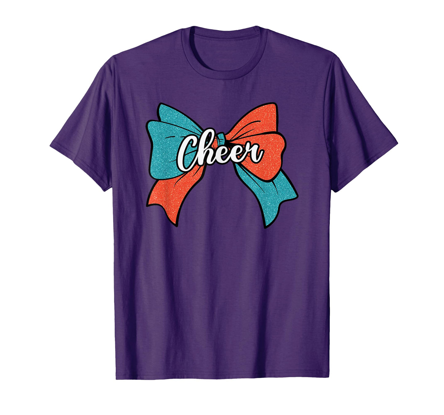 Cheer Coquette Bow Teal Blue Orange Cheerleader Cheerleading T-Shirt