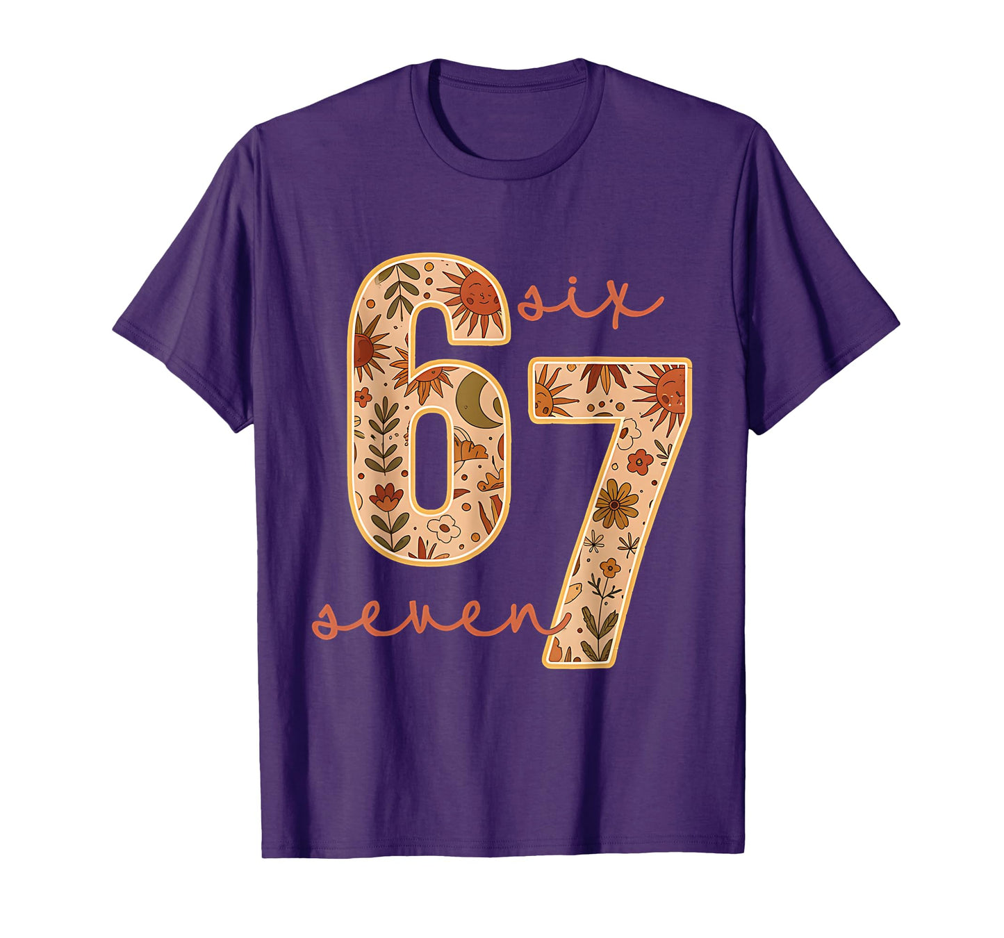 Retro 67 six Seven Boho Floral Retro Moon Flowers Groovy T-Shirt