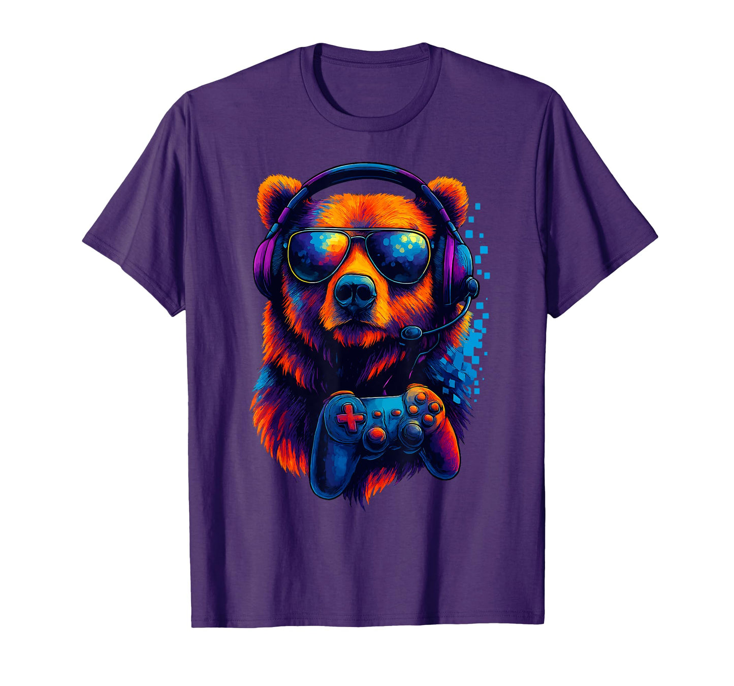 Gaming Bear with Headset and Controller Colorful Gamer Bear T-Shirt