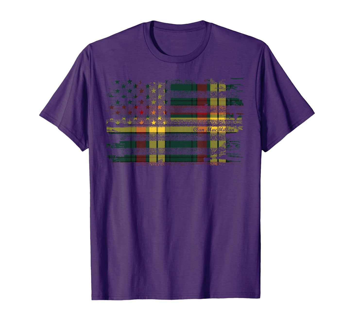 MacMillan surname american flag Scottish Clan tartan T-Shirt for Women Kids Men